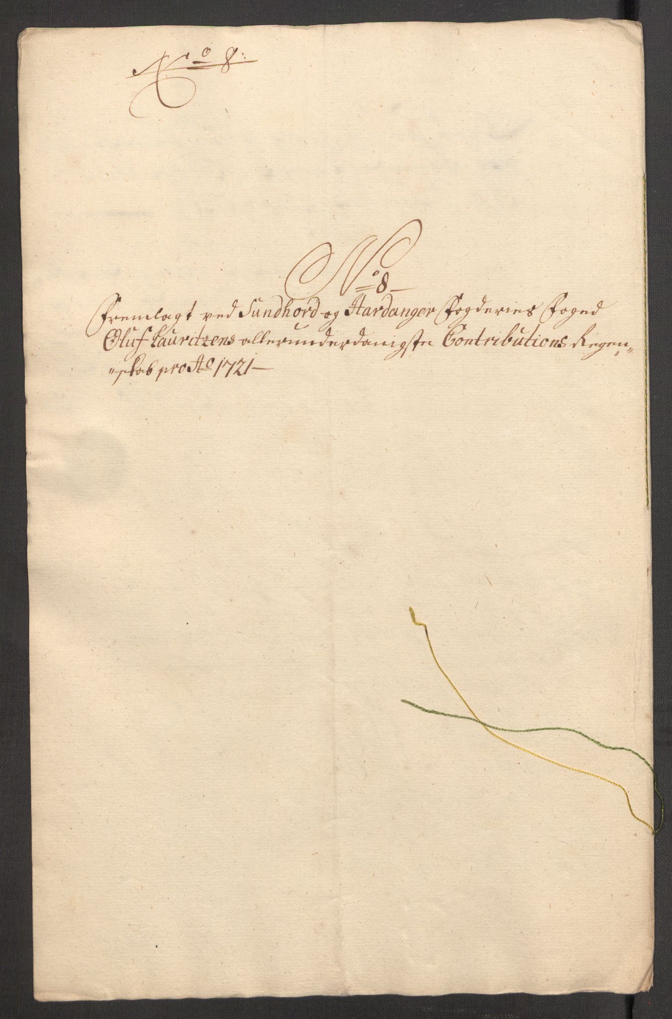 Rentekammeret inntil 1814, Reviderte regnskaper, Fogderegnskap, RA/EA-4092/R48/L3000: Fogderegnskap Sunnhordland og Hardanger, 1721, p. 108