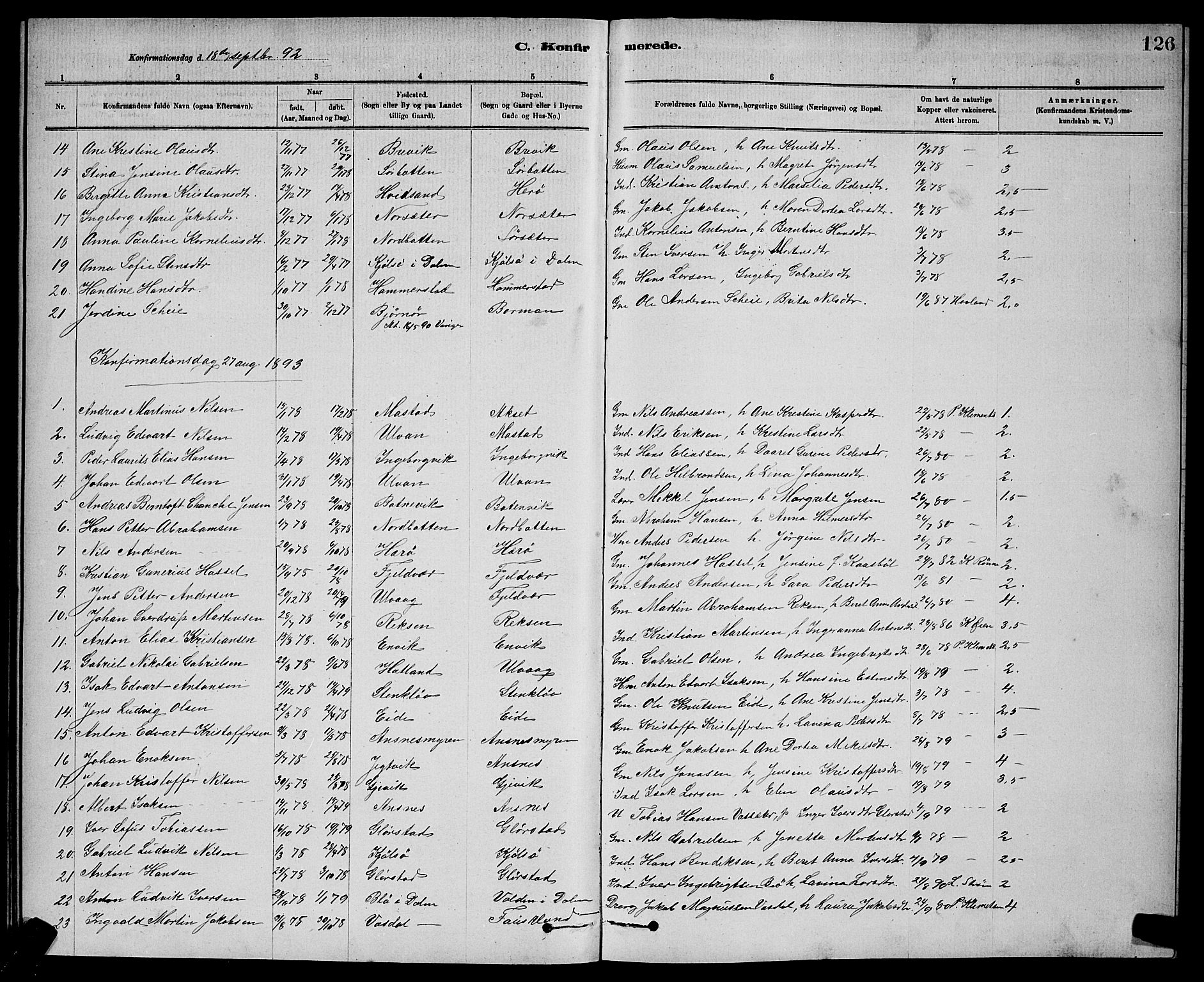 Ministerialprotokoller, klokkerbøker og fødselsregistre - Sør-Trøndelag, SAT/A-1456/637/L0562: Parish register (copy) no. 637C03, 1883-1898, p. 126