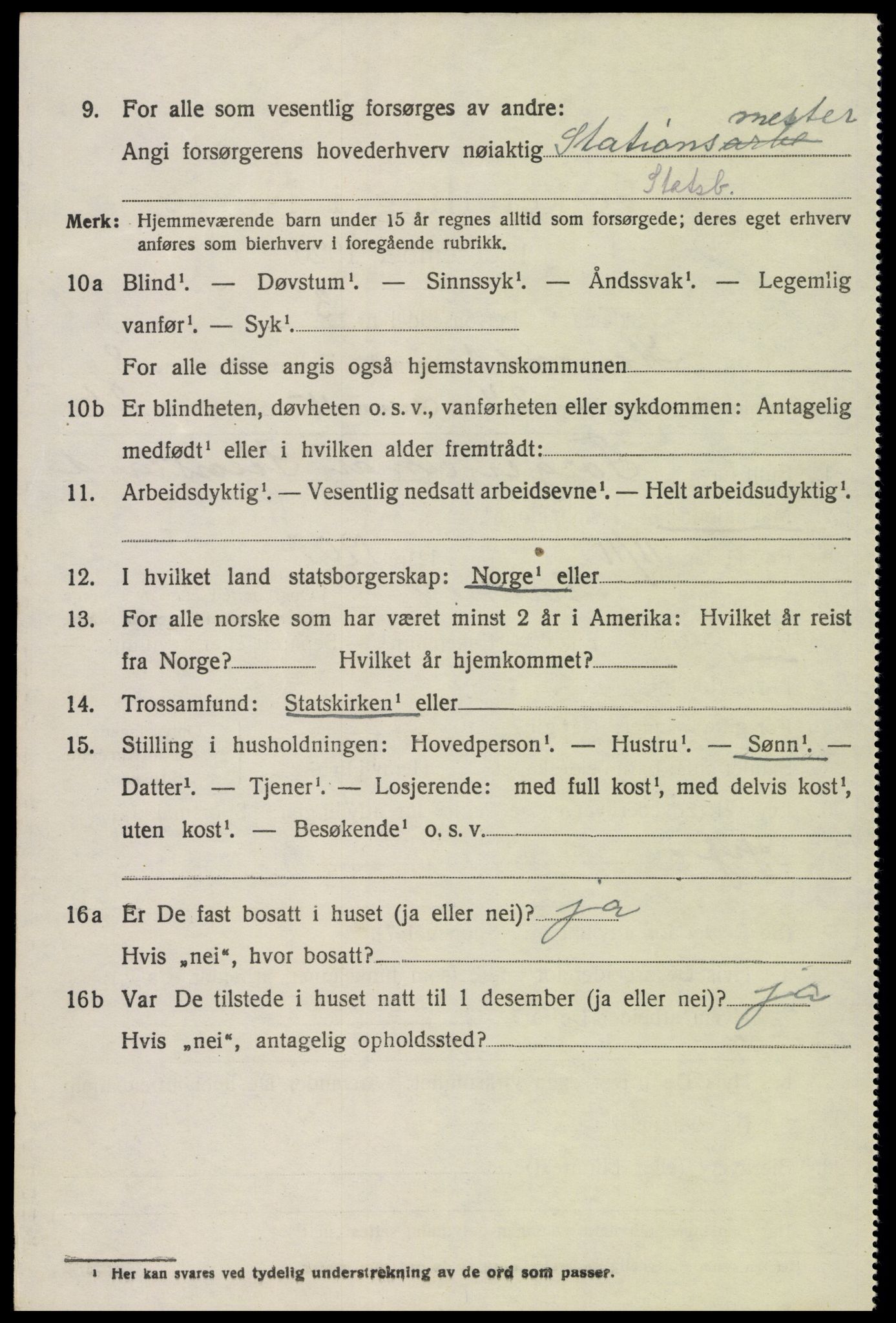 SAK, 1920 census for Hornnes, 1920, p. 2170