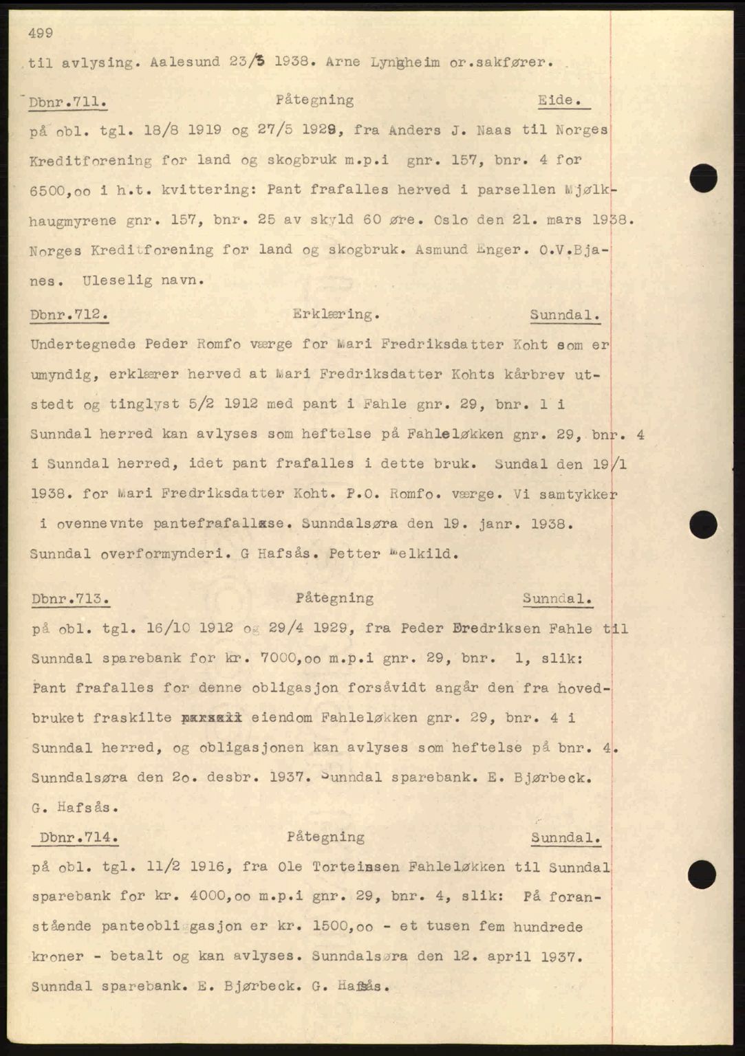 Nordmøre sorenskriveri, AV/SAT-A-4132/1/2/2Ca: Mortgage book no. C80, 1936-1939, Diary no: : 711/1938