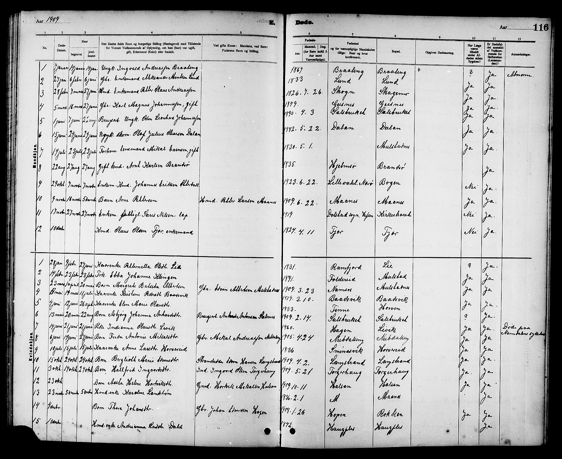 Ministerialprotokoller, klokkerbøker og fødselsregistre - Nord-Trøndelag, SAT/A-1458/780/L0652: Parish register (copy) no. 780C04, 1899-1911, p. 116