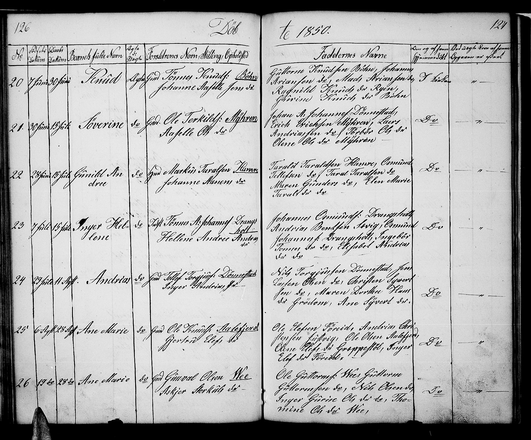 Tveit sokneprestkontor, AV/SAK-1111-0043/F/Fb/L0002: Parish register (copy) no. B 2, 1835-1854, p. 126-127