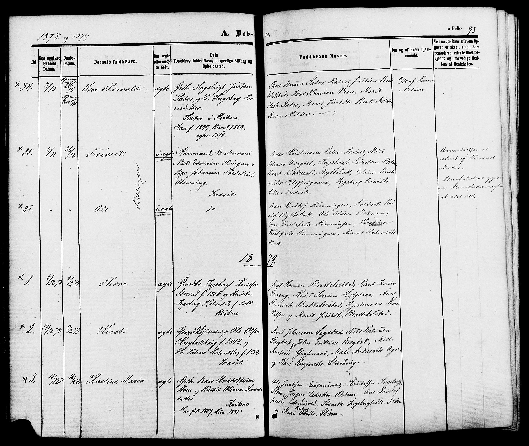Kvikne prestekontor, SAH/PREST-064/H/Ha/Haa/L0006: Parish register (official) no. 6, 1863-1886, p. 93