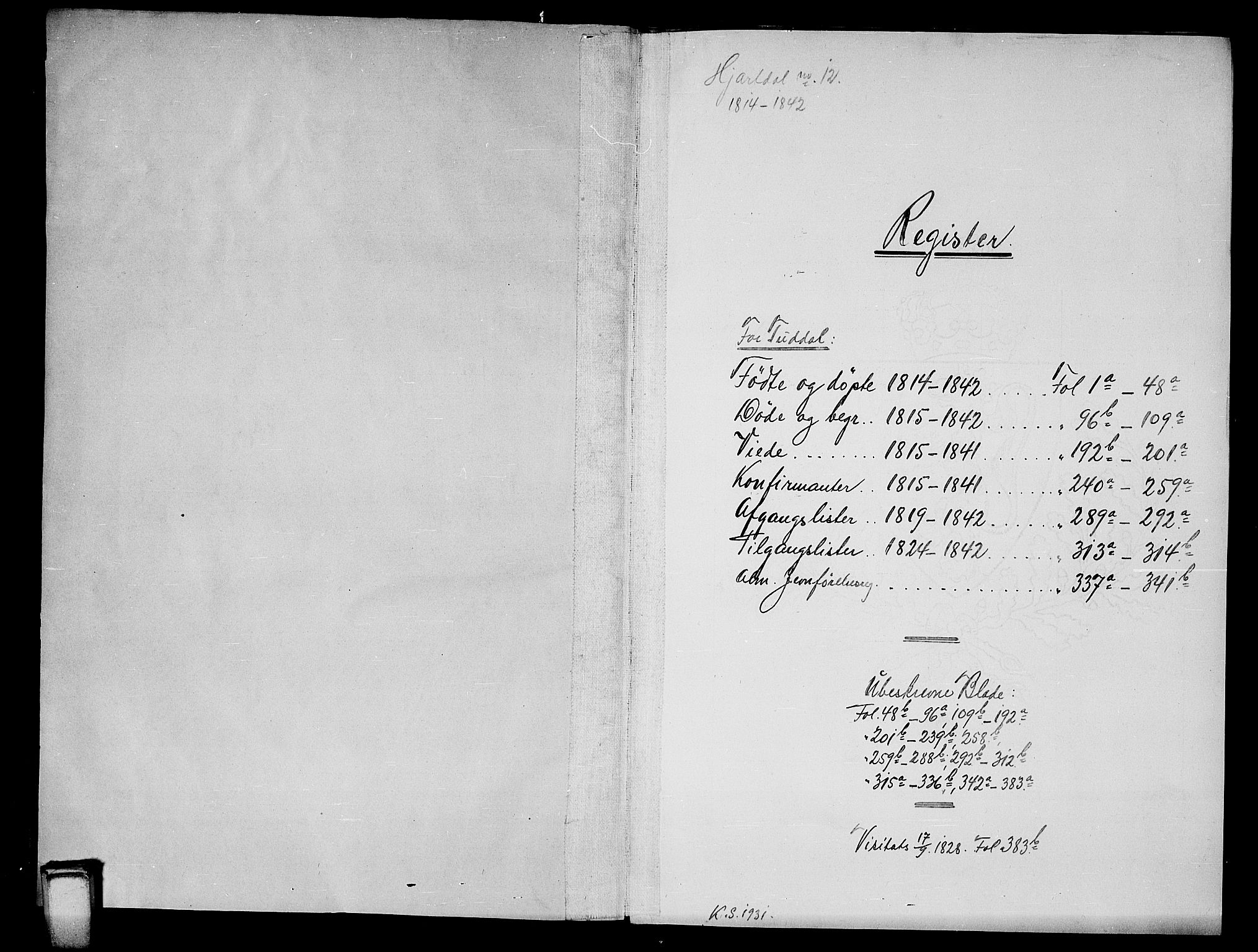 Hjartdal kirkebøker, SAKO/A-270/G/Gc/L0001: Parish register (copy) no. III 1, 1815-1842