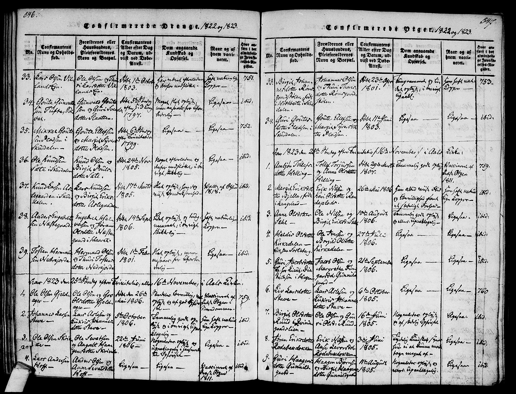 Ål kirkebøker, AV/SAKO-A-249/F/Fa/L0004: Parish register (official) no. I 4, 1815-1825, p. 546-547