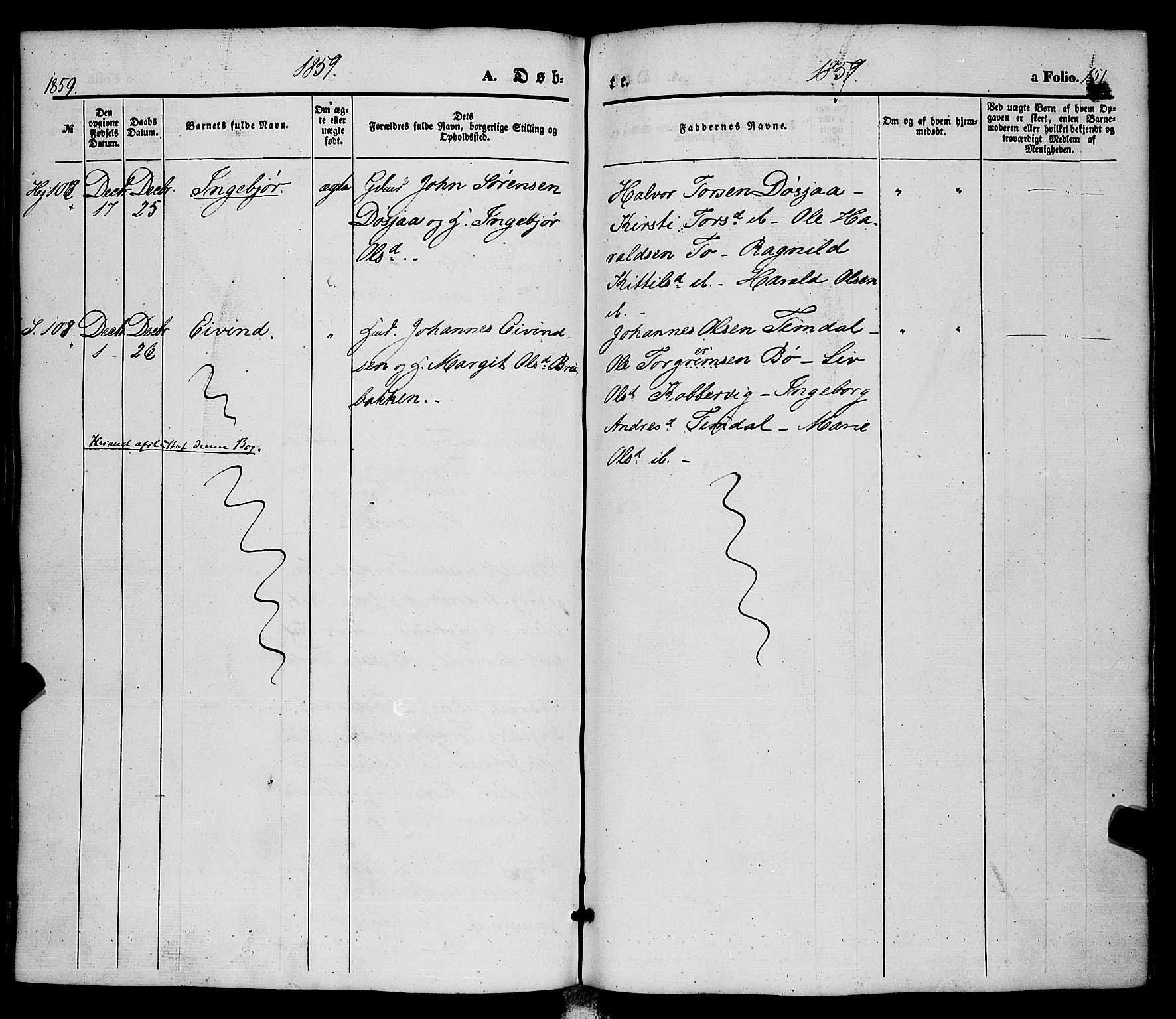 Hjartdal kirkebøker, SAKO/A-270/F/Fa/L0008: Parish register (official) no. I 8, 1844-1859, p. 151