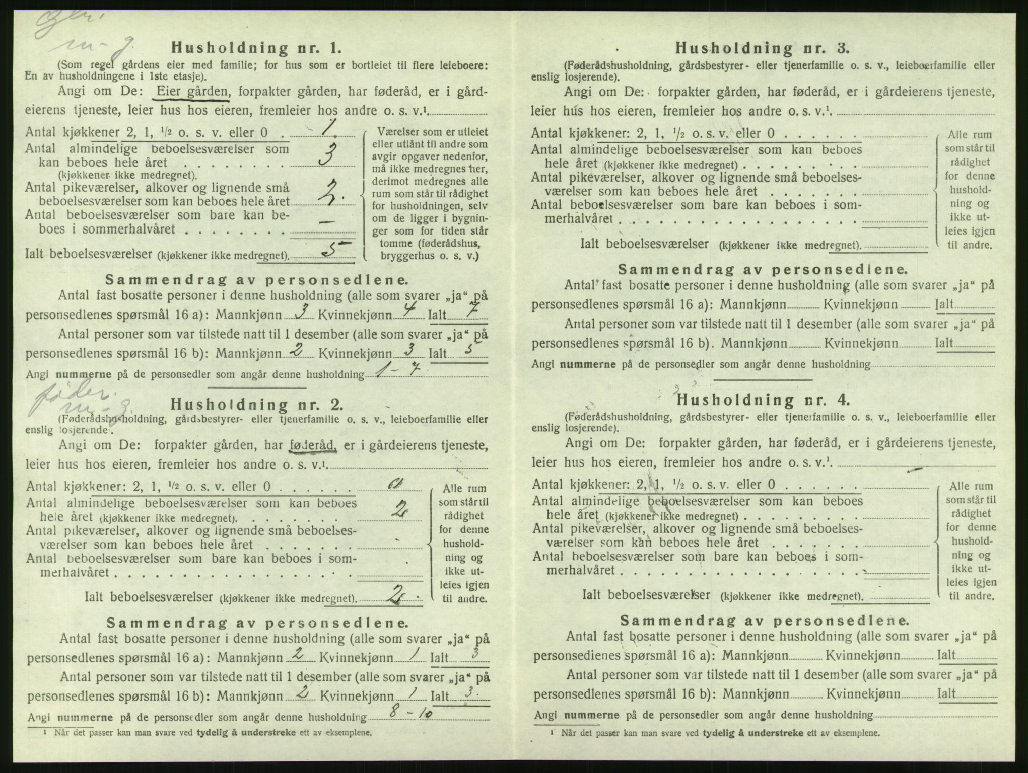 SAT, 1920 census for Nesna, 1920, p. 923