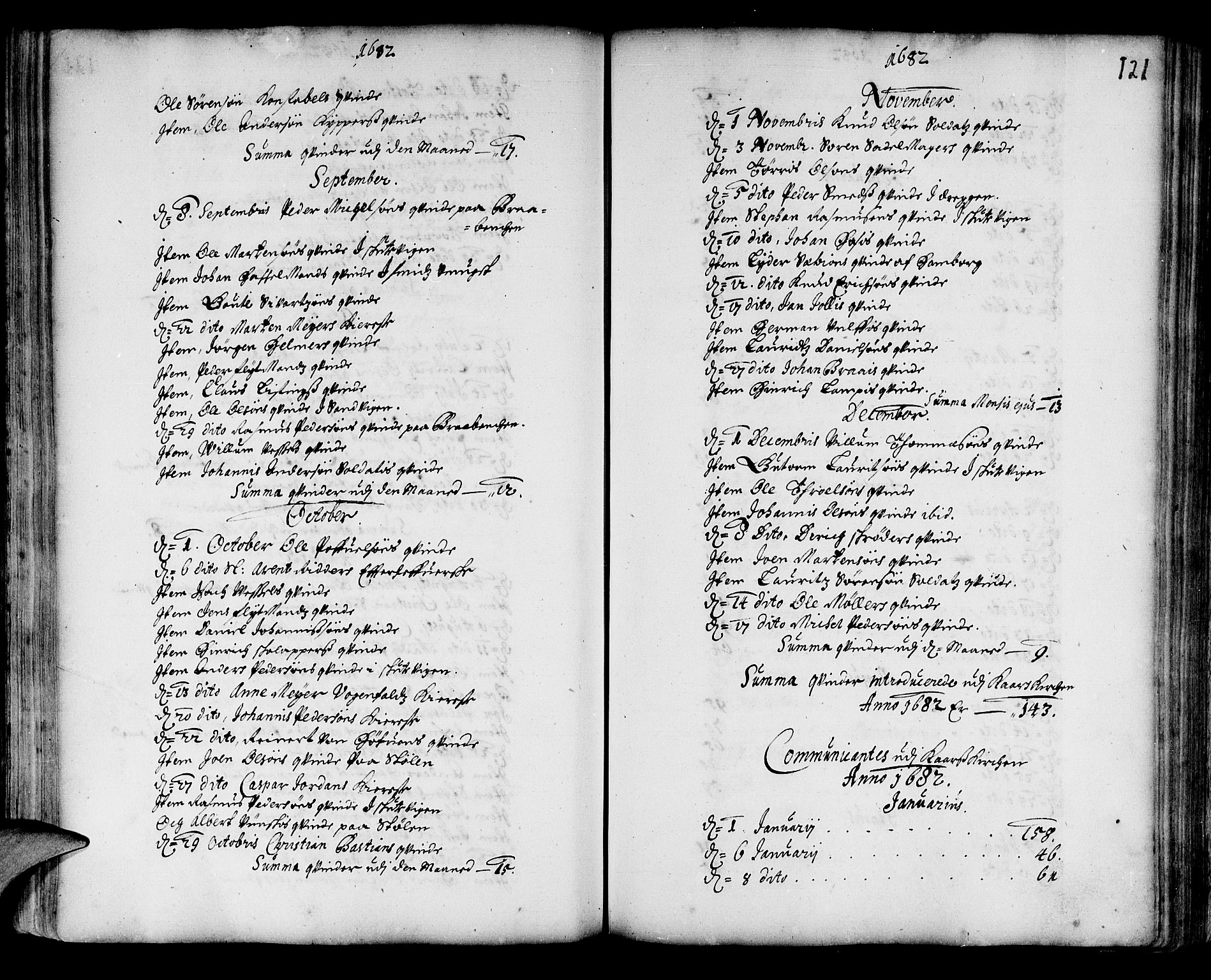 Korskirken sokneprestembete, SAB/A-76101/H/Haa/L0001: Parish register (official) no. A 1, 1674-1688, p. 121