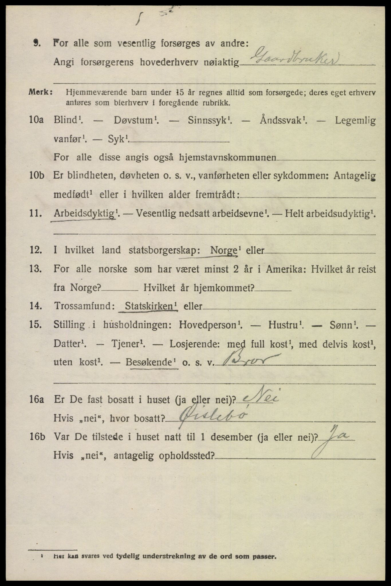 SAK, 1920 census for Søgne, 1920, p. 5862