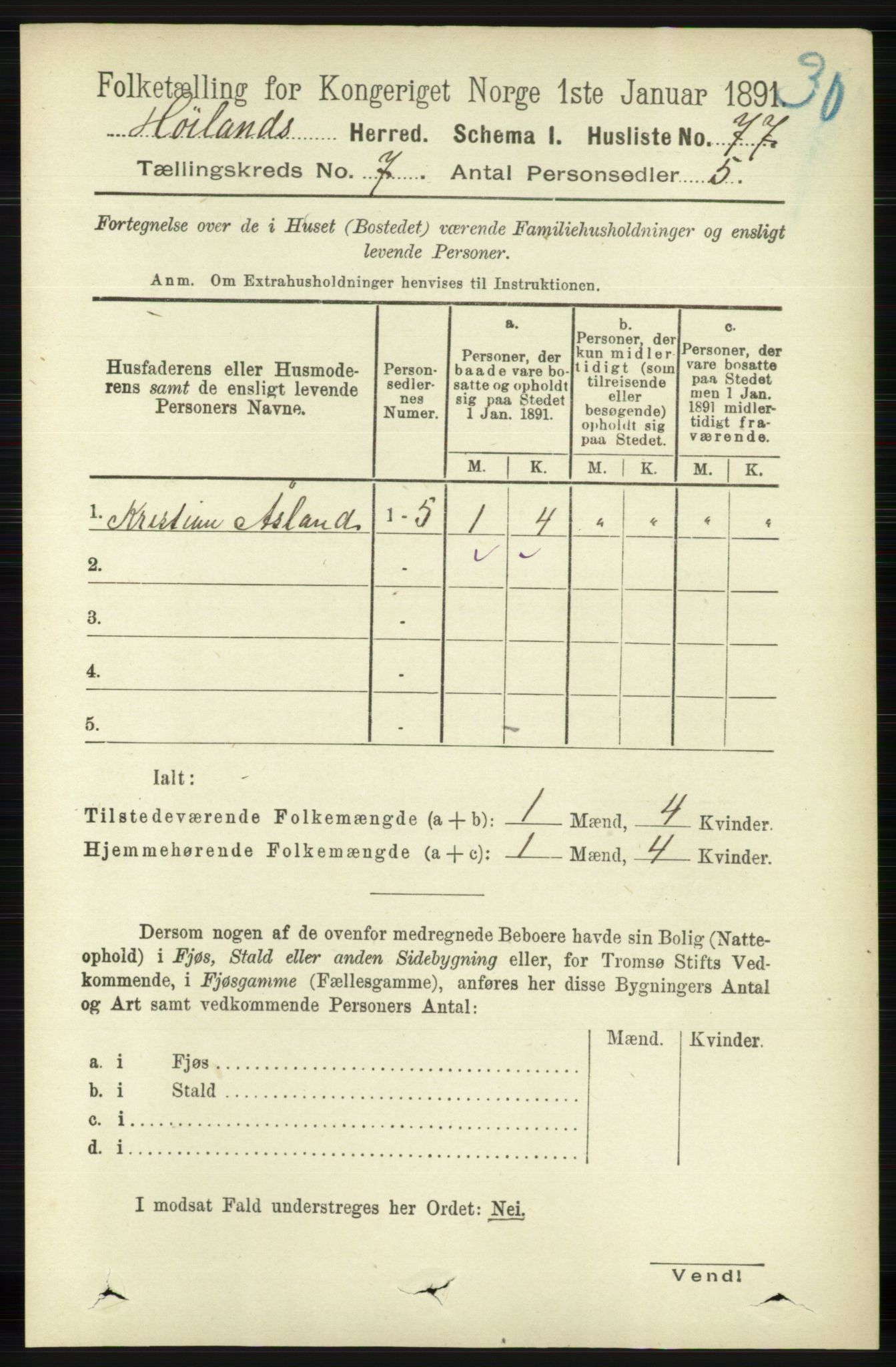 RA, 1891 census for 1123 Høyland, 1891, p. 2388