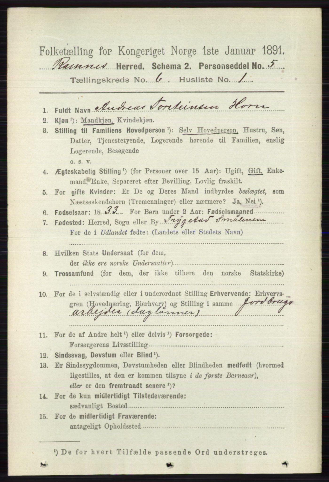 RA, 1891 census for 0718 Ramnes, 1891, p. 3324