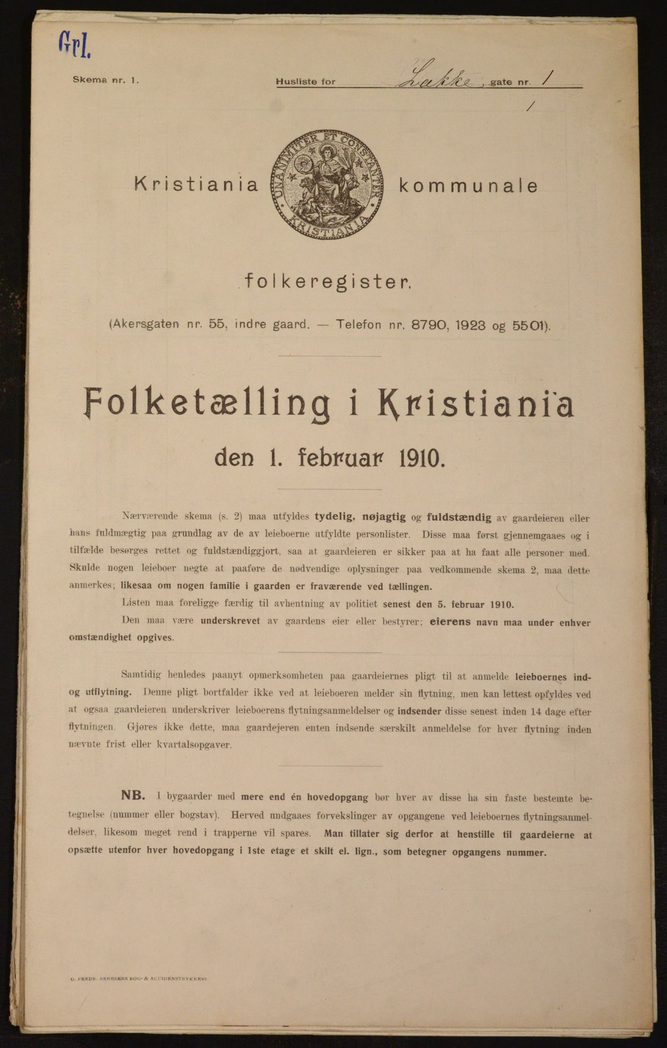 OBA, Municipal Census 1910 for Kristiania, 1910, p. 53361