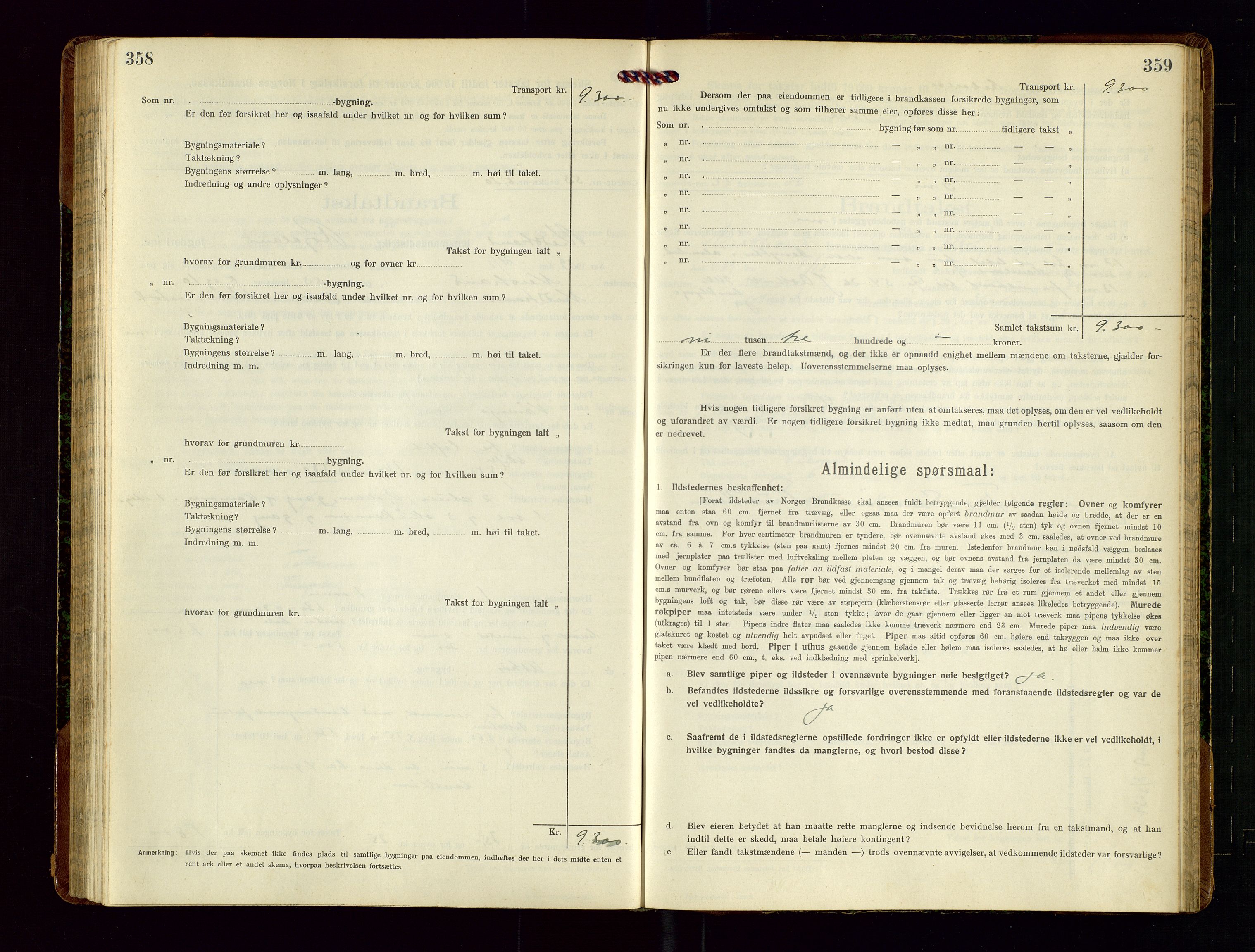Nedstrand lensmannskontor, SAST/A-100236/Gob/L0002: "Brandtakstprotokol for Nerstrand lensmandsdistrikt Rogaland Fylke", 1916-1949, p. 358-359