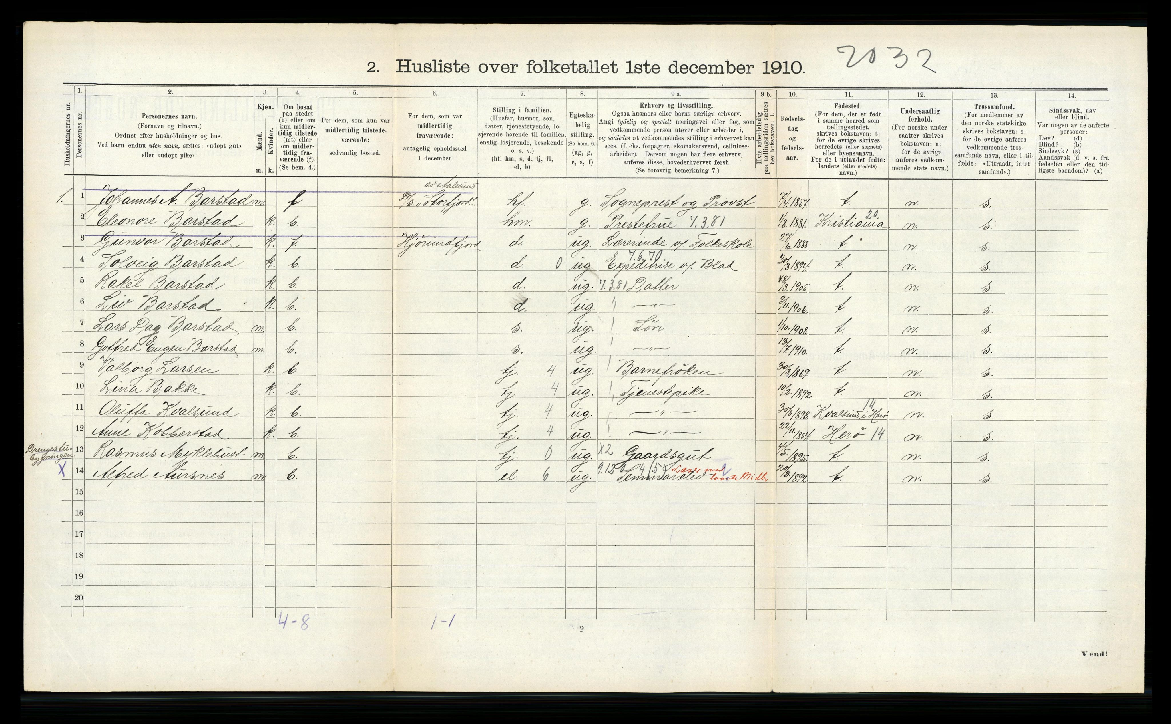 RA, 1910 census for Volda, 1910, p. 721