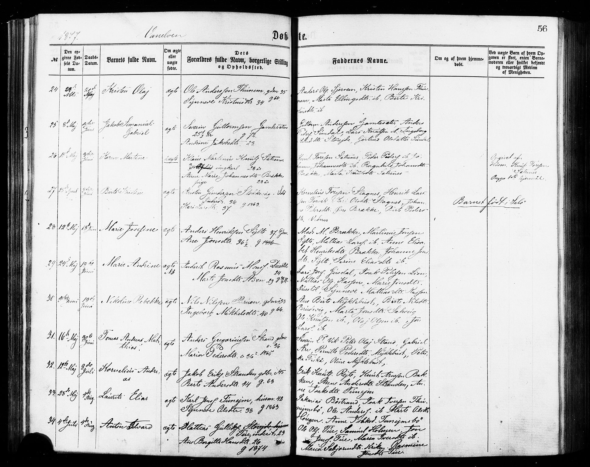 Ministerialprotokoller, klokkerbøker og fødselsregistre - Møre og Romsdal, AV/SAT-A-1454/501/L0007: Parish register (official) no. 501A07, 1868-1884, p. 56