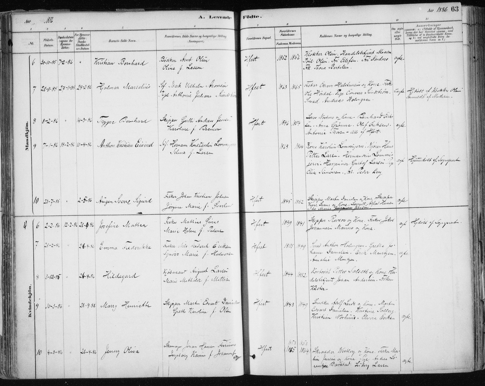 Hammerfest sokneprestkontor, AV/SATØ-S-1347/H/Ha/L0008.kirke: Parish register (official) no. 8, 1878-1889, p. 63