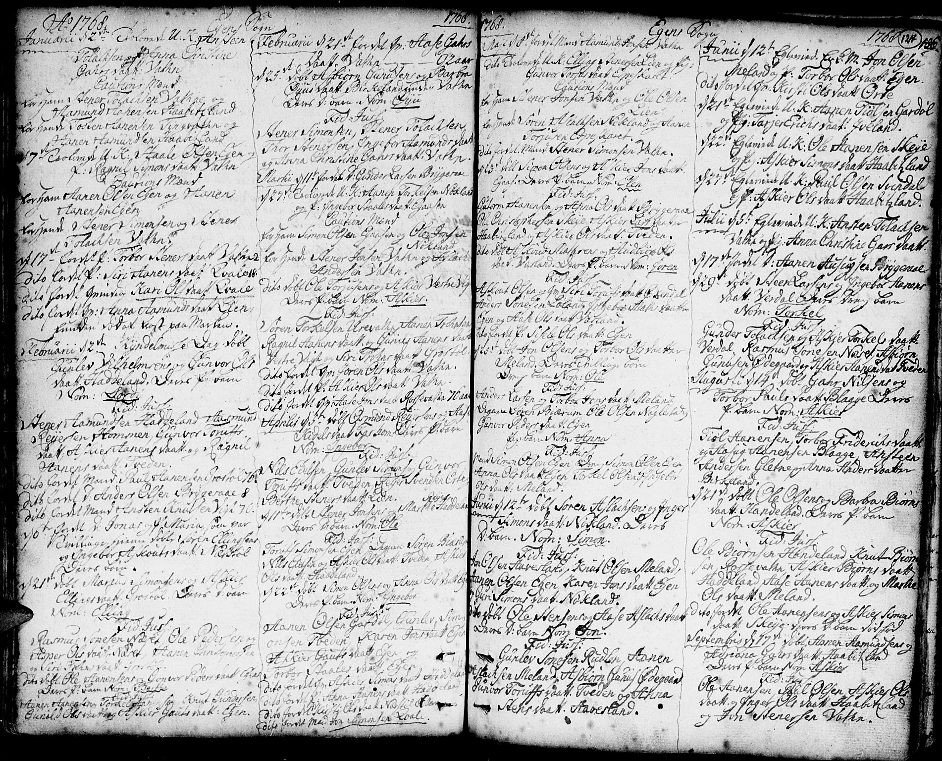 Hægebostad sokneprestkontor, AV/SAK-1111-0024/F/Fa/Faa/L0001: Parish register (official) no. A 1 /2, 1760-1823, p. 124