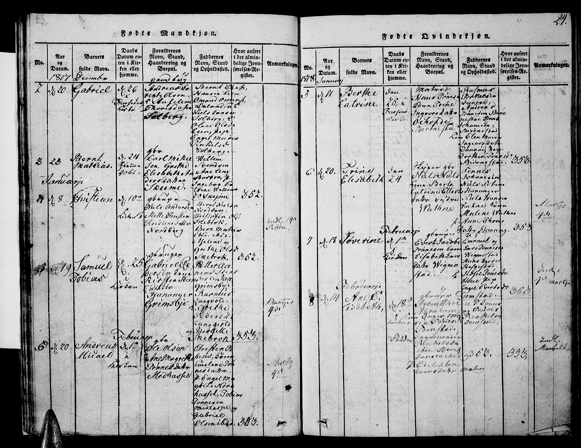 Lista sokneprestkontor, AV/SAK-1111-0027/F/Fb/L0001: Parish register (copy) no. B 1, 1816-1832, p. 24