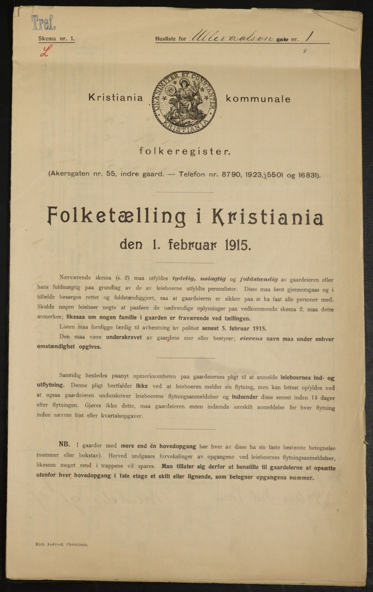 OBA, Municipal Census 1915 for Kristiania, 1915, p. 119453