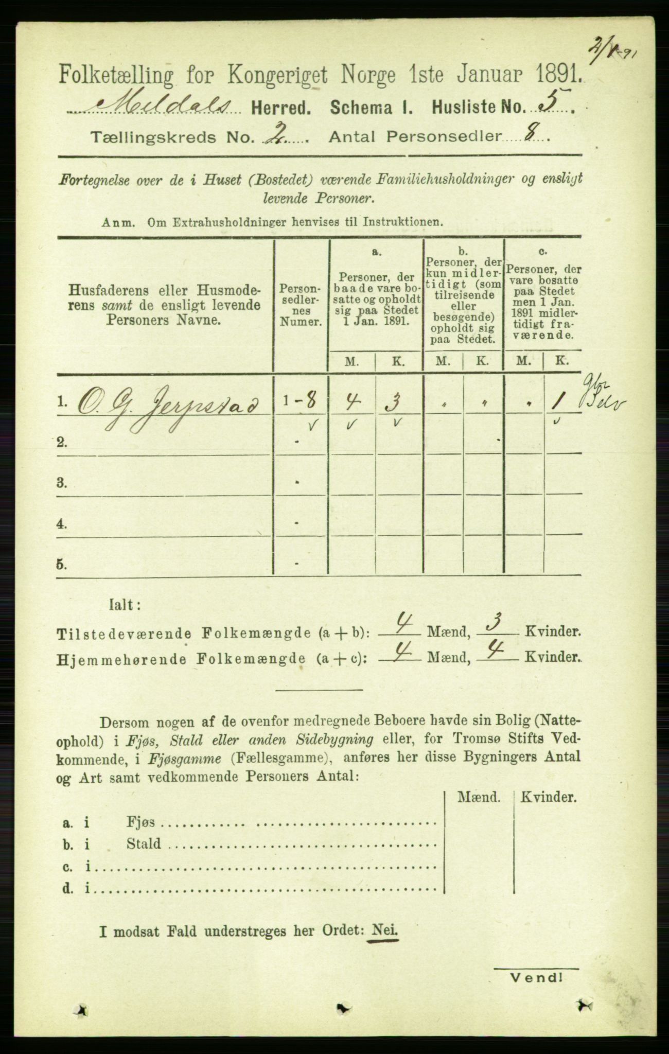 RA, 1891 census for 1636 Meldal, 1891, p. 952