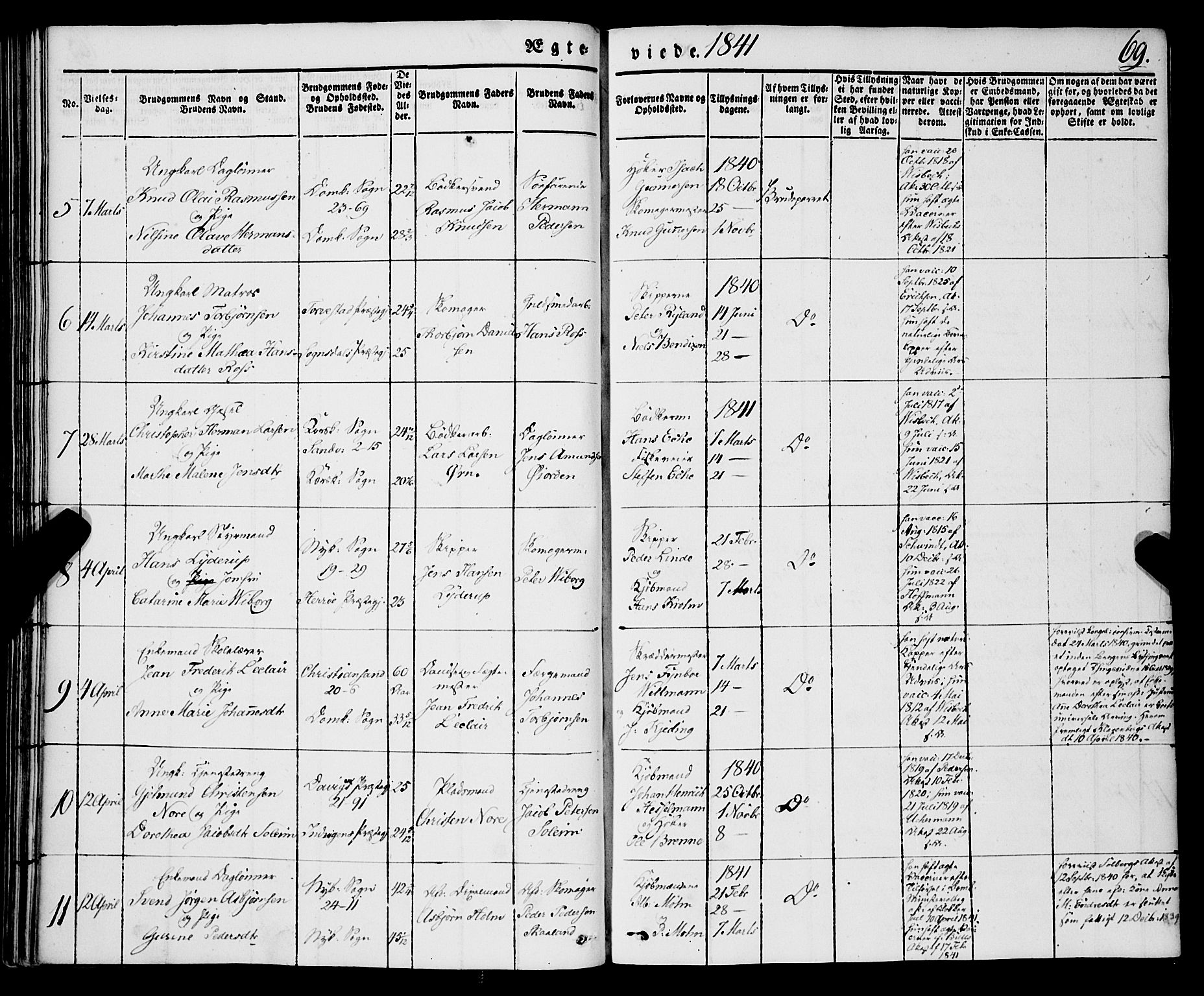 Korskirken sokneprestembete, AV/SAB-A-76101/H/Haa/L0034: Parish register (official) no. D 1, 1832-1852, p. 69