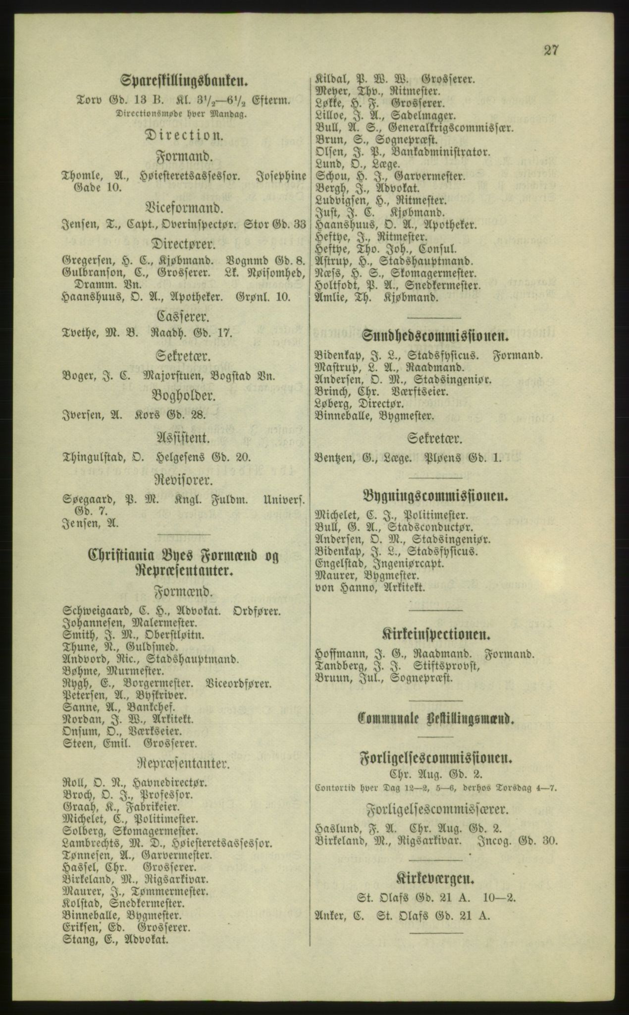 Kristiania/Oslo adressebok, PUBL/-, 1881, p. 27