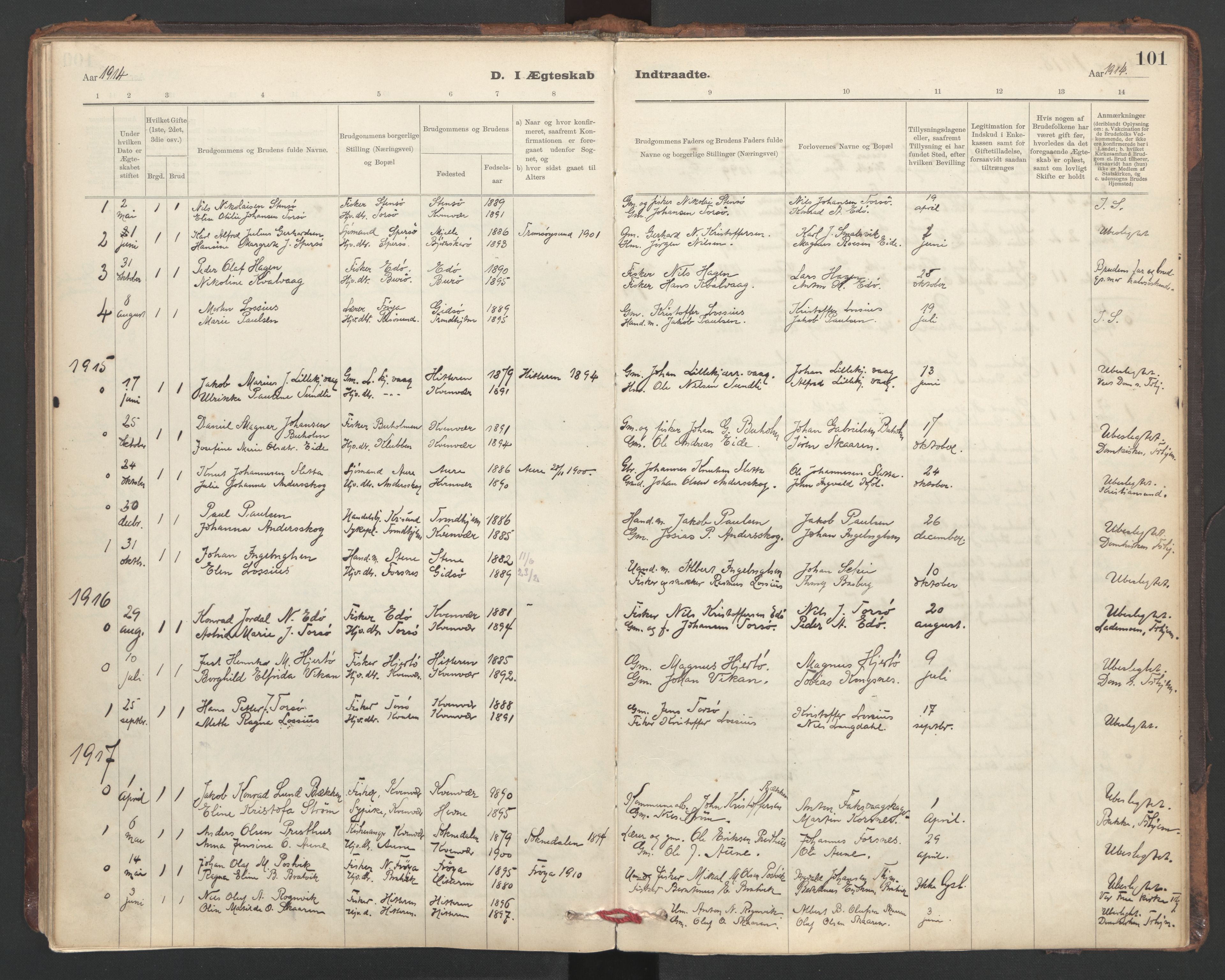 Ministerialprotokoller, klokkerbøker og fødselsregistre - Sør-Trøndelag, AV/SAT-A-1456/635/L0552: Parish register (official) no. 635A02, 1899-1919, p. 101