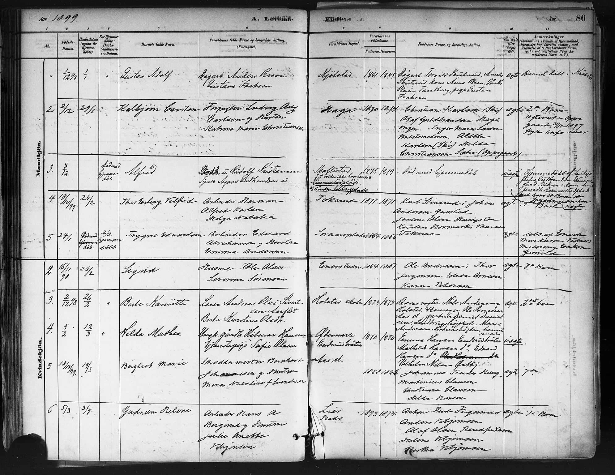 Ås prestekontor Kirkebøker, SAO/A-10894/F/Fa/L0009: Parish register (official) no. I 9, 1881-1900, p. 86
