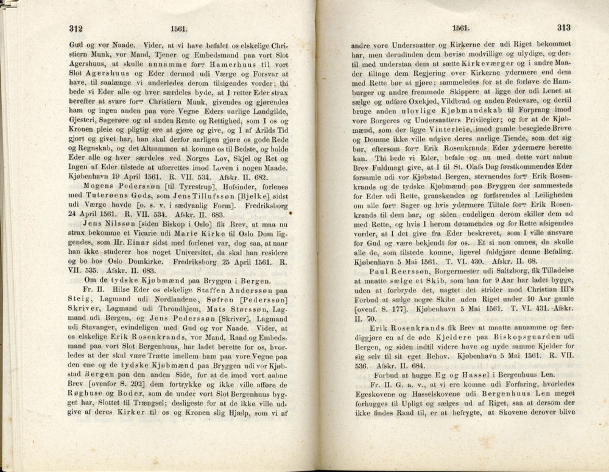 Publikasjoner utgitt av Det Norske Historiske Kildeskriftfond, PUBL/-/-/-: Norske Rigs-Registranter, bind 1, 1523-1571, p. 312-313
