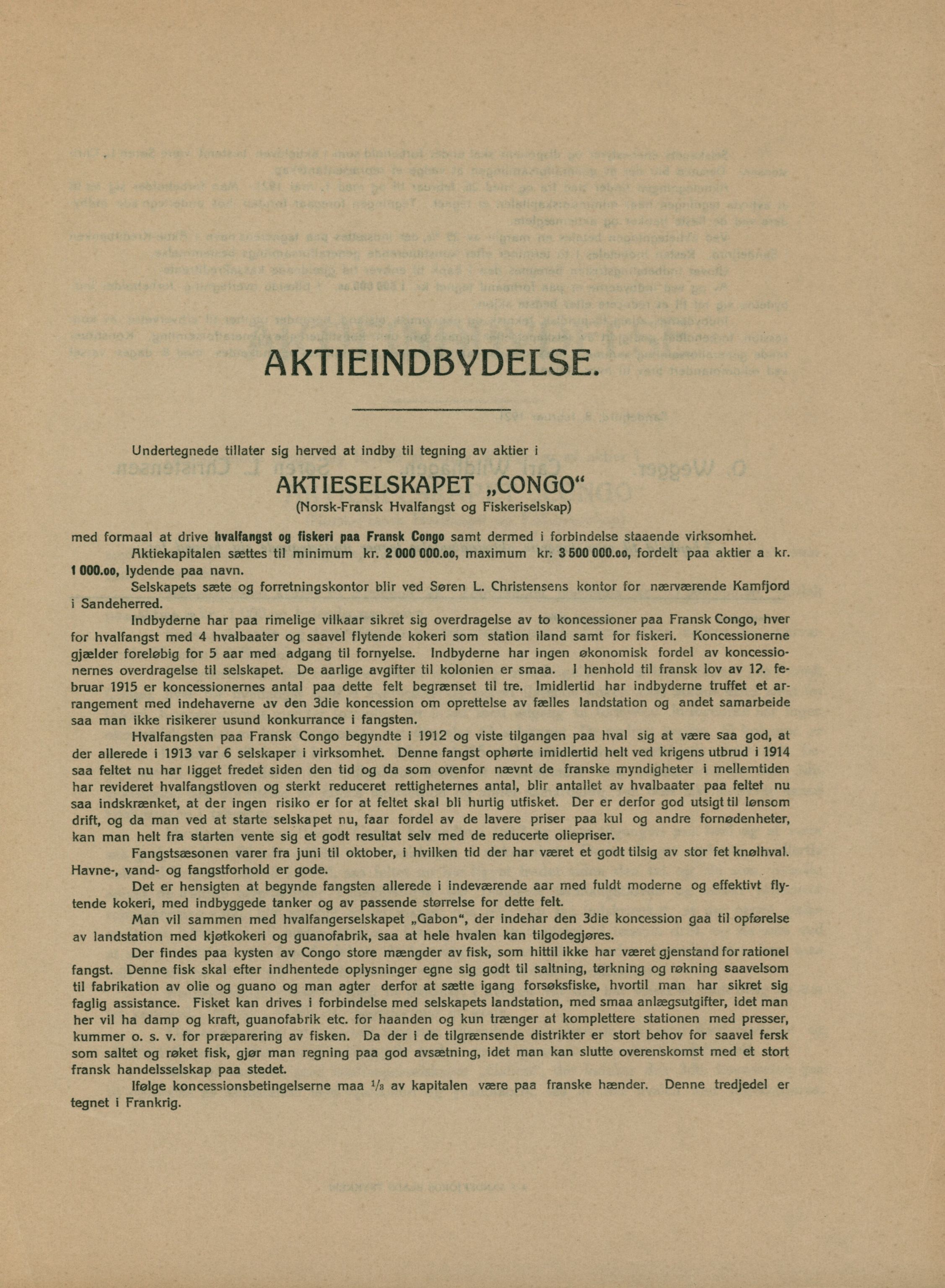 AS Gabon, VEMU/ARS-A-1328/A/L0002: Aksjeinnbydelse, vedtekter, avvikling, 1921-1932