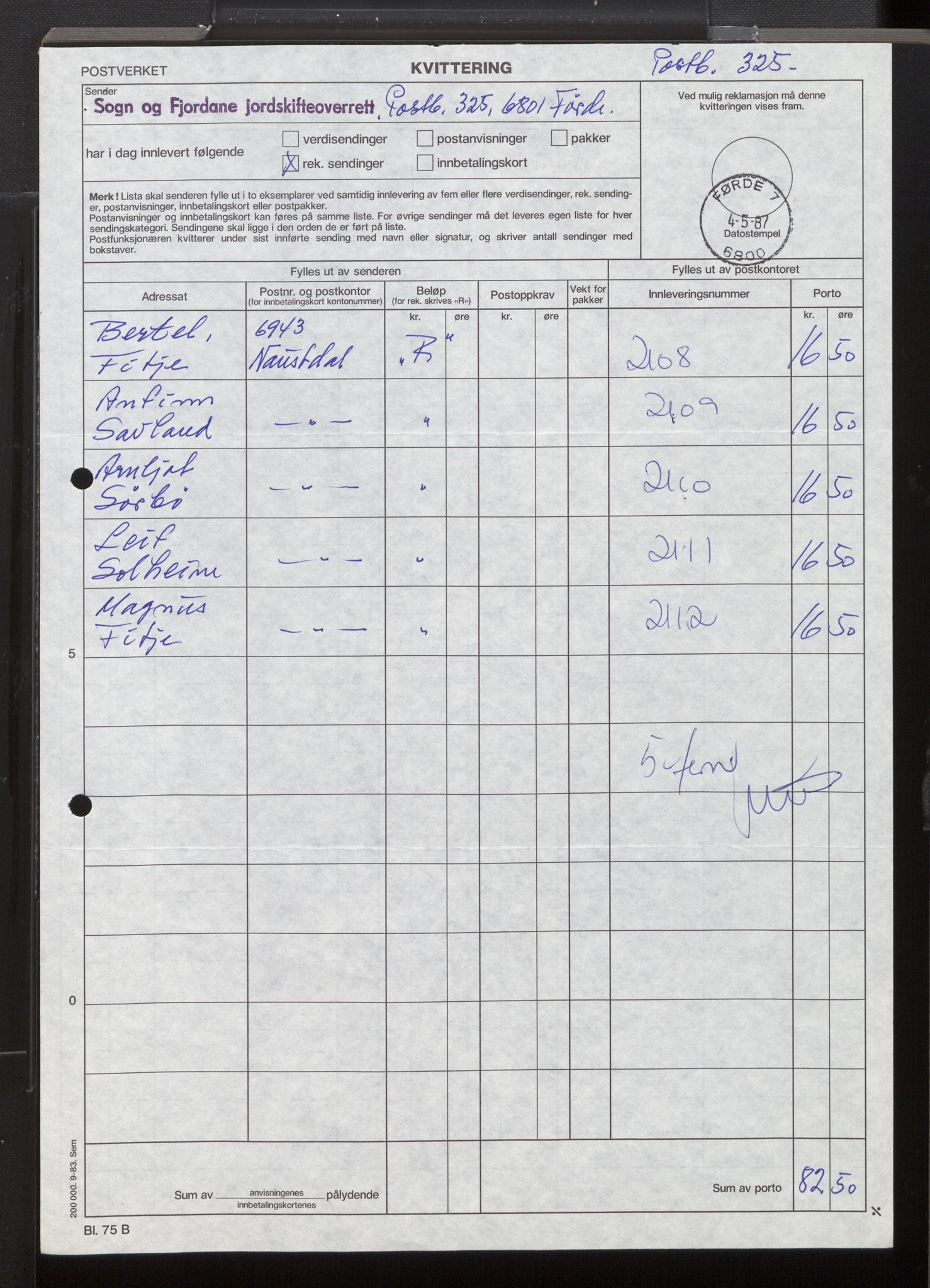 Sunnfjord og Ytre Sogn jordskifterett, AV/SAB-A-100476/F/Fh/L0019/0002: Jordskiftesaker gnr. 108 - 115 / Sak 1490 - 1978 - 0010 Fitje gnr. 112 i Naustdal og ankesak til jordskifteoverretten 2500 - 1986 - 0009 Fitje gnr. 112 i Naustdal, 1978-1988, p. 221