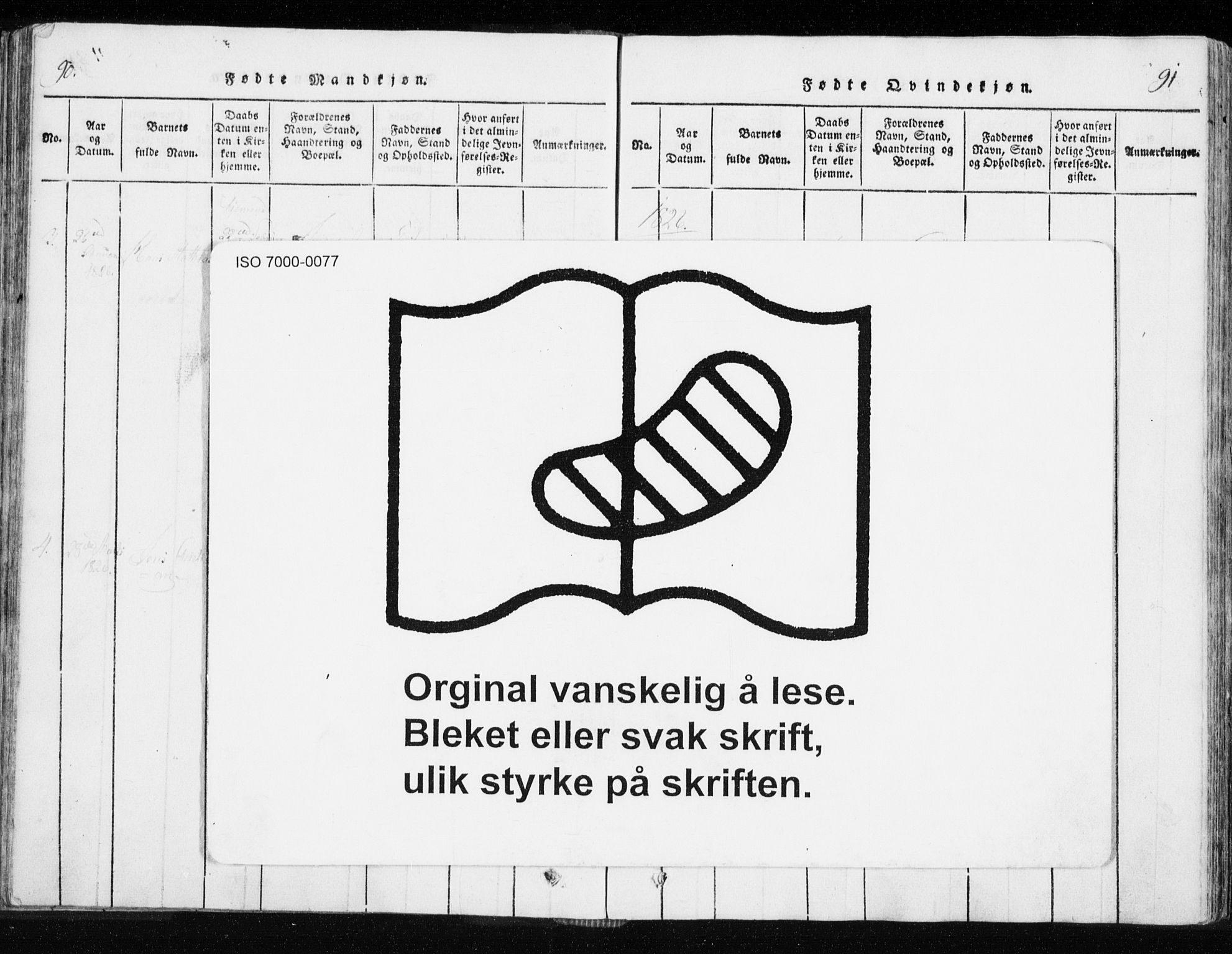 Tranøy sokneprestkontor, SATØ/S-1313/I/Ia/Iaa/L0004kirke: Parish register (official) no. 4, 1820-1829, p. 90-91