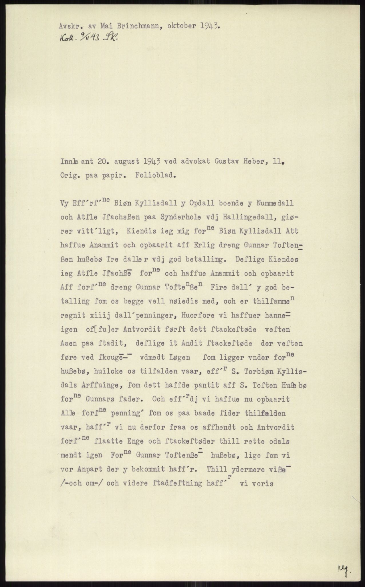 Samlinger til kildeutgivelse, Diplomavskriftsamlingen, AV/RA-EA-4053/H/Ha, p. 1929