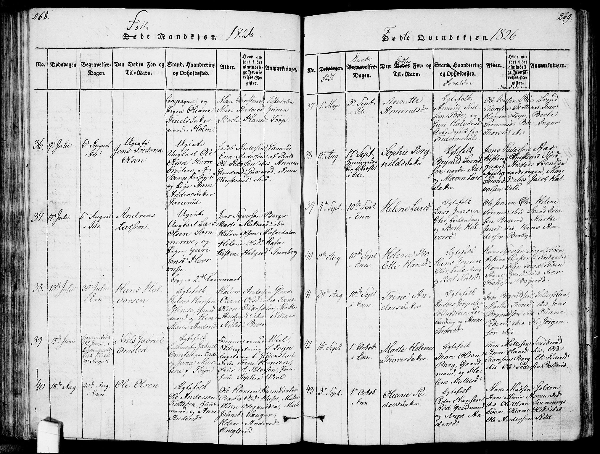 Idd prestekontor Kirkebøker, SAO/A-10911/F/Fc/L0002: Parish register (official) no. III 2, 1815-1831, p. 268-269