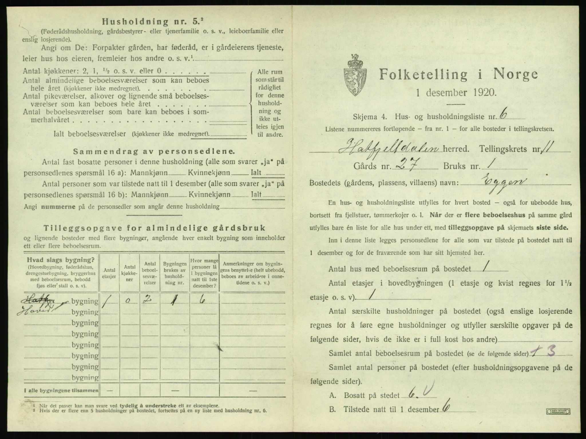 SAT, 1920 census for Hattfjelldal, 1920, p. 348