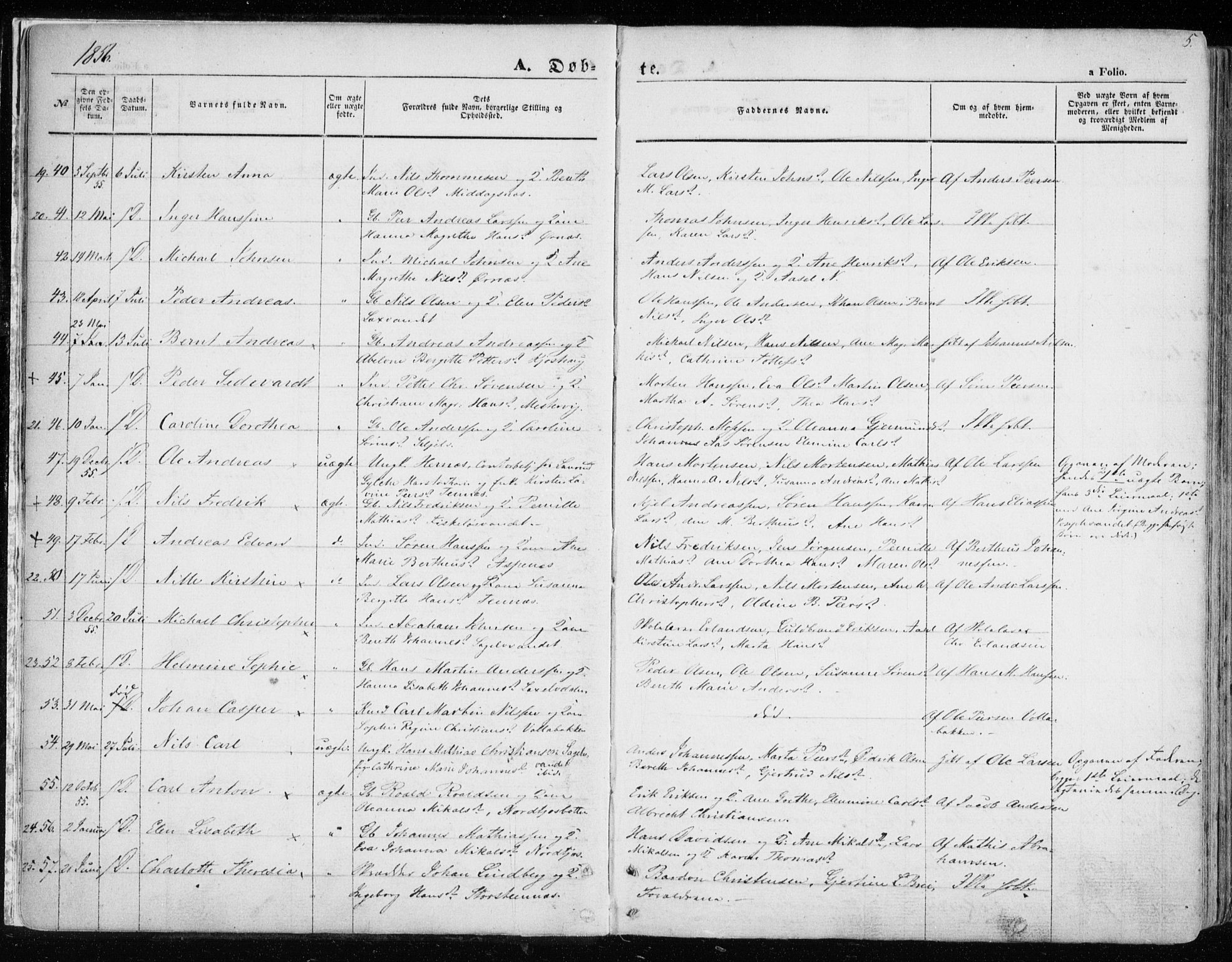 Balsfjord sokneprestembete, SATØ/S-1303/G/Ga/L0003kirke: Parish register (official) no. 3, 1856-1870, p. 5