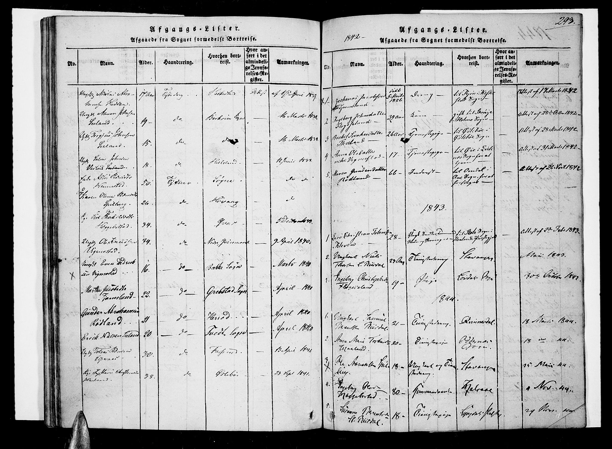 Nord-Audnedal sokneprestkontor, SAK/1111-0032/F/Fa/Fab/L0001: Parish register (official) no. A 1, 1816-1858, p. 293