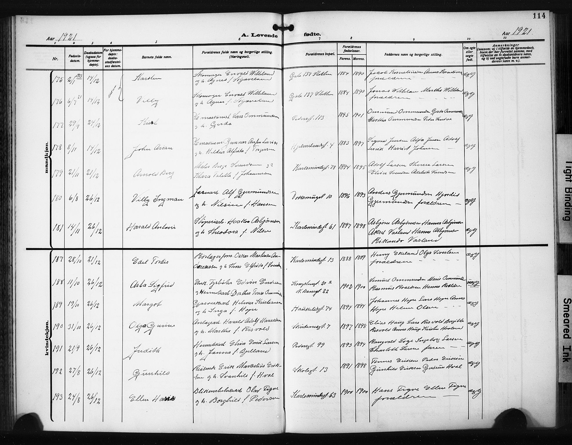 St. Johannes sokneprestkontor, AV/SAST-A-101814/001/30/30BB/L0008: Parish register (copy) no. B 8, 1918-1929, p. 114