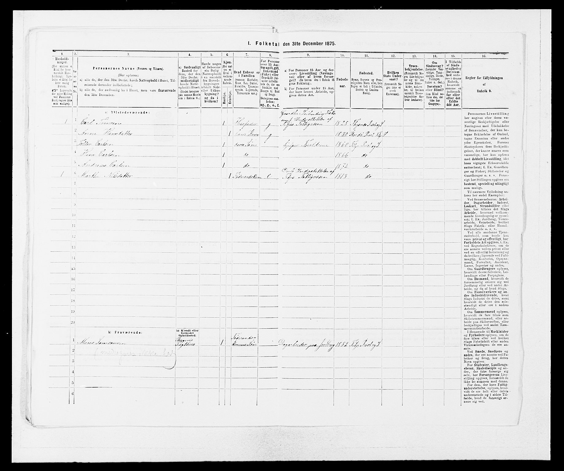 SAB, 1875 census for 1222P Fitjar, 1875, p. 444