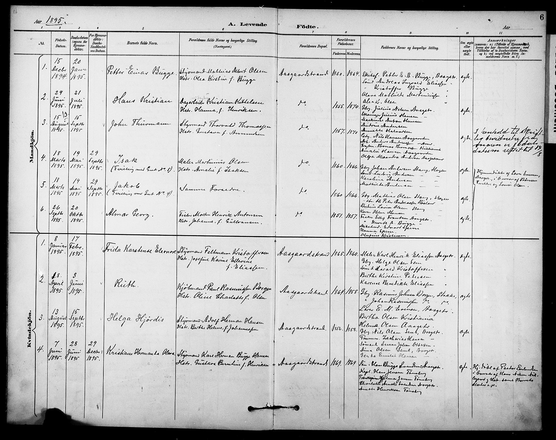 Borre kirkebøker, SAKO/A-338/F/Fb/L0002: Parish register (official) no. II 2, 1893-1905, p. 6