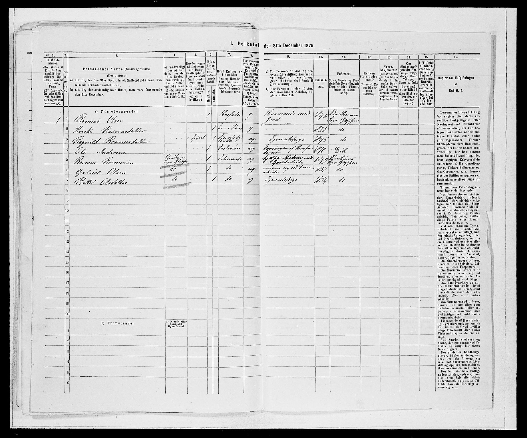 SAB, 1875 Census for 1445P Gloppen, 1875, p. 1435