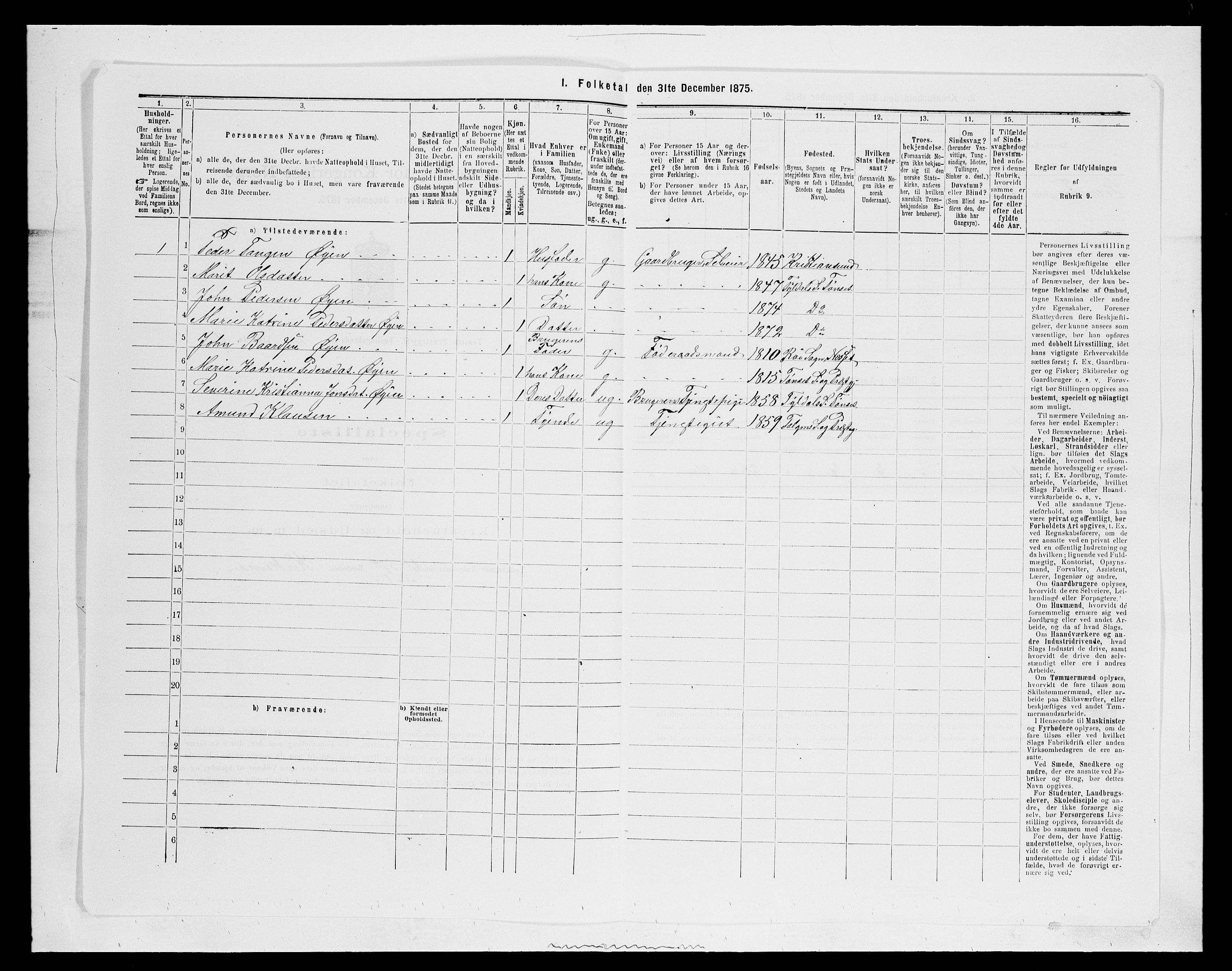 SAH, 1875 census for 0437P Tynset, 1875, p. 319