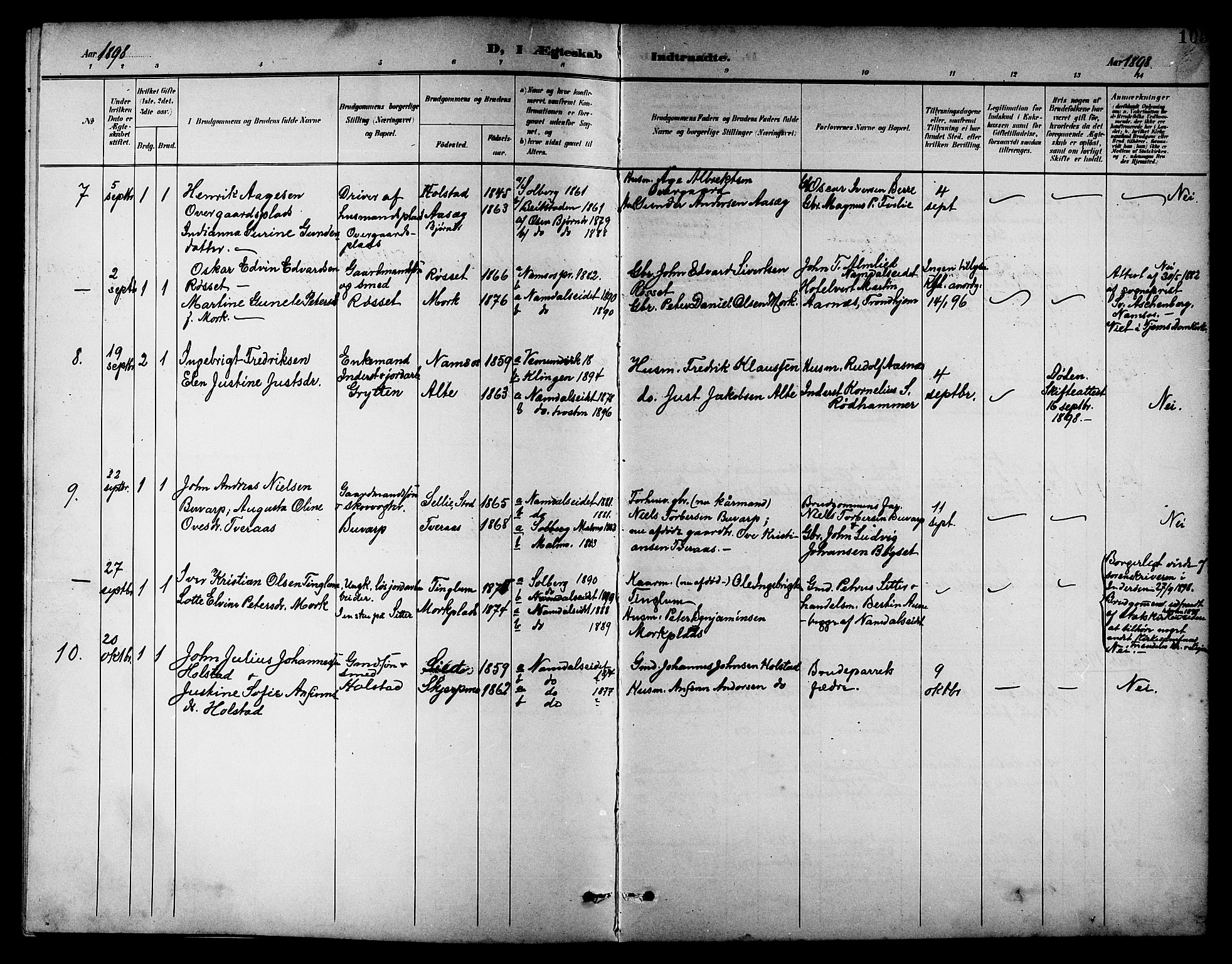 Ministerialprotokoller, klokkerbøker og fødselsregistre - Nord-Trøndelag, SAT/A-1458/742/L0412: Parish register (copy) no. 742C03, 1898-1910, p. 105