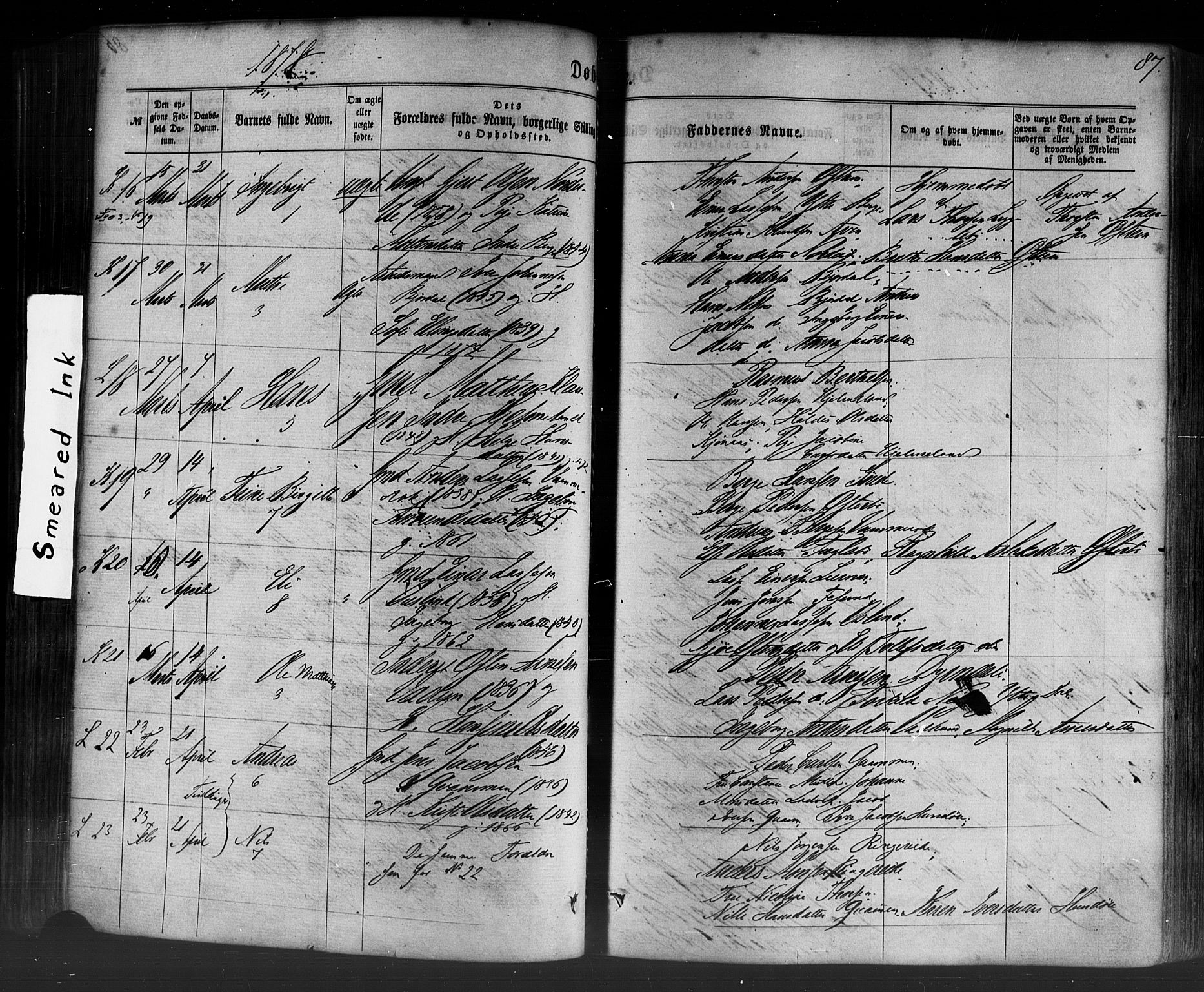 Lavik sokneprestembete, AV/SAB-A-80901: Parish register (official) no. A 4, 1864-1881, p. 87