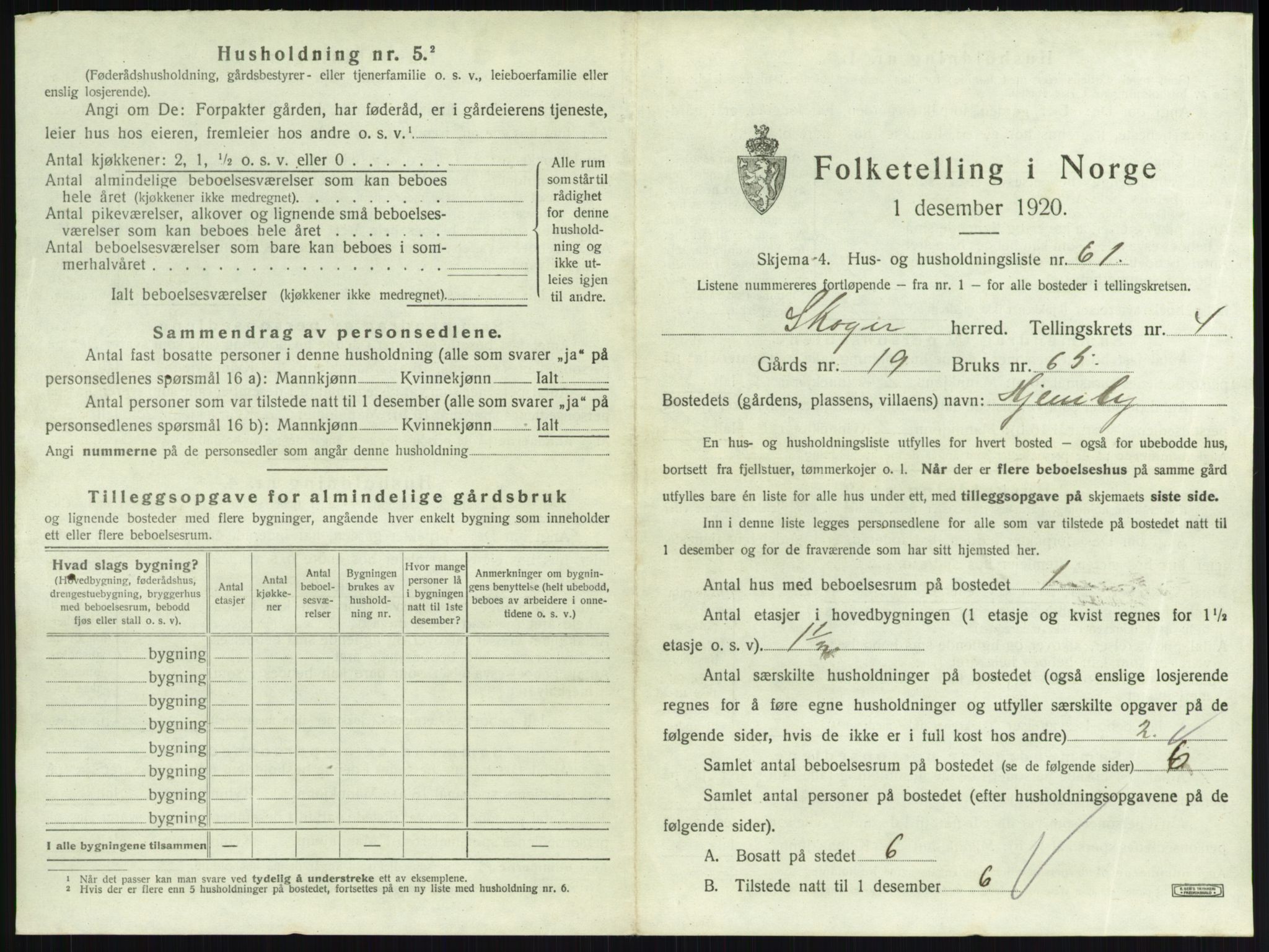 SAKO, 1920 census for Skoger, 1920, p. 1002