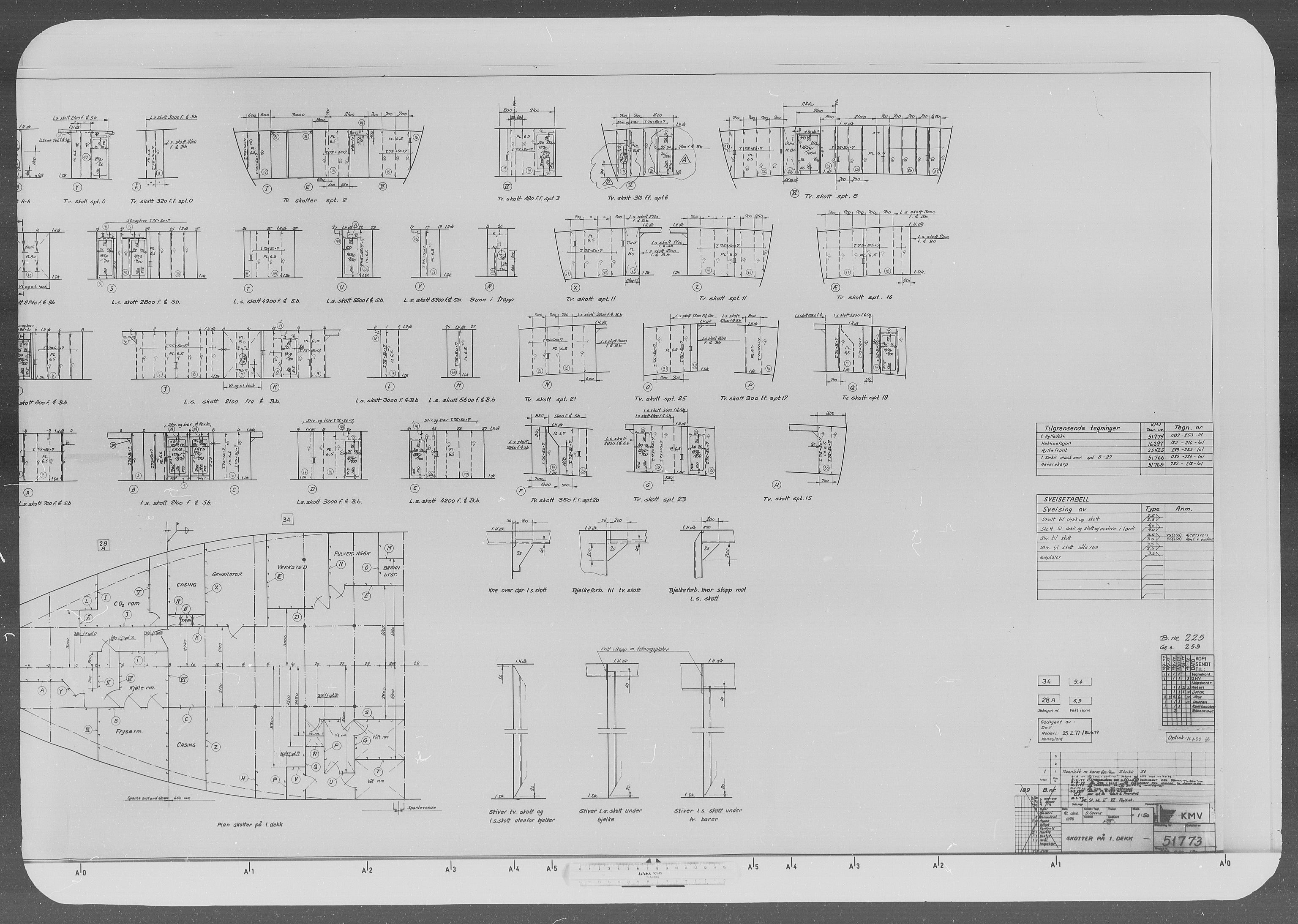 Kristiansand Mekaniske Verksted, AV/SAK-D/0612/G/Ga/L0008: 36 mm mikrofilmruller, reprofoto av skipstegninger, byggenr. 222-229, p. 7