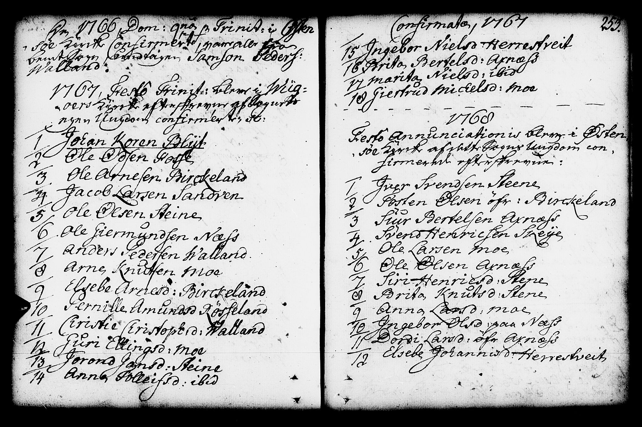 Kvam sokneprestembete, SAB/A-76201/H/Haa: Parish register (official) no. A 3, 1743-1795, p. 253