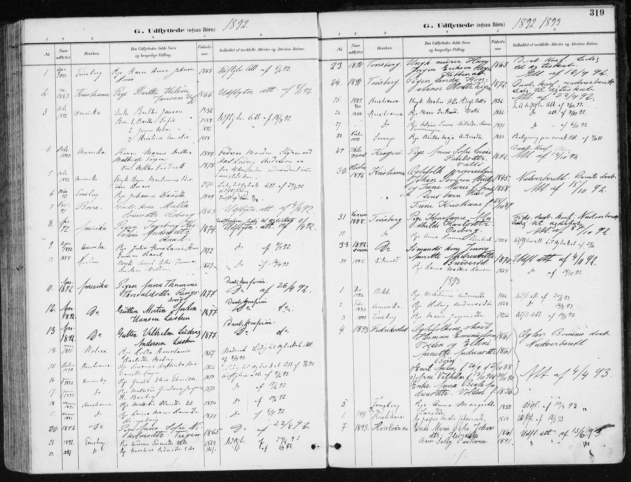 Sem kirkebøker, AV/SAKO-A-5/F/Fb/L0005: Parish register (official) no. II 5, 1892-1904, p. 319