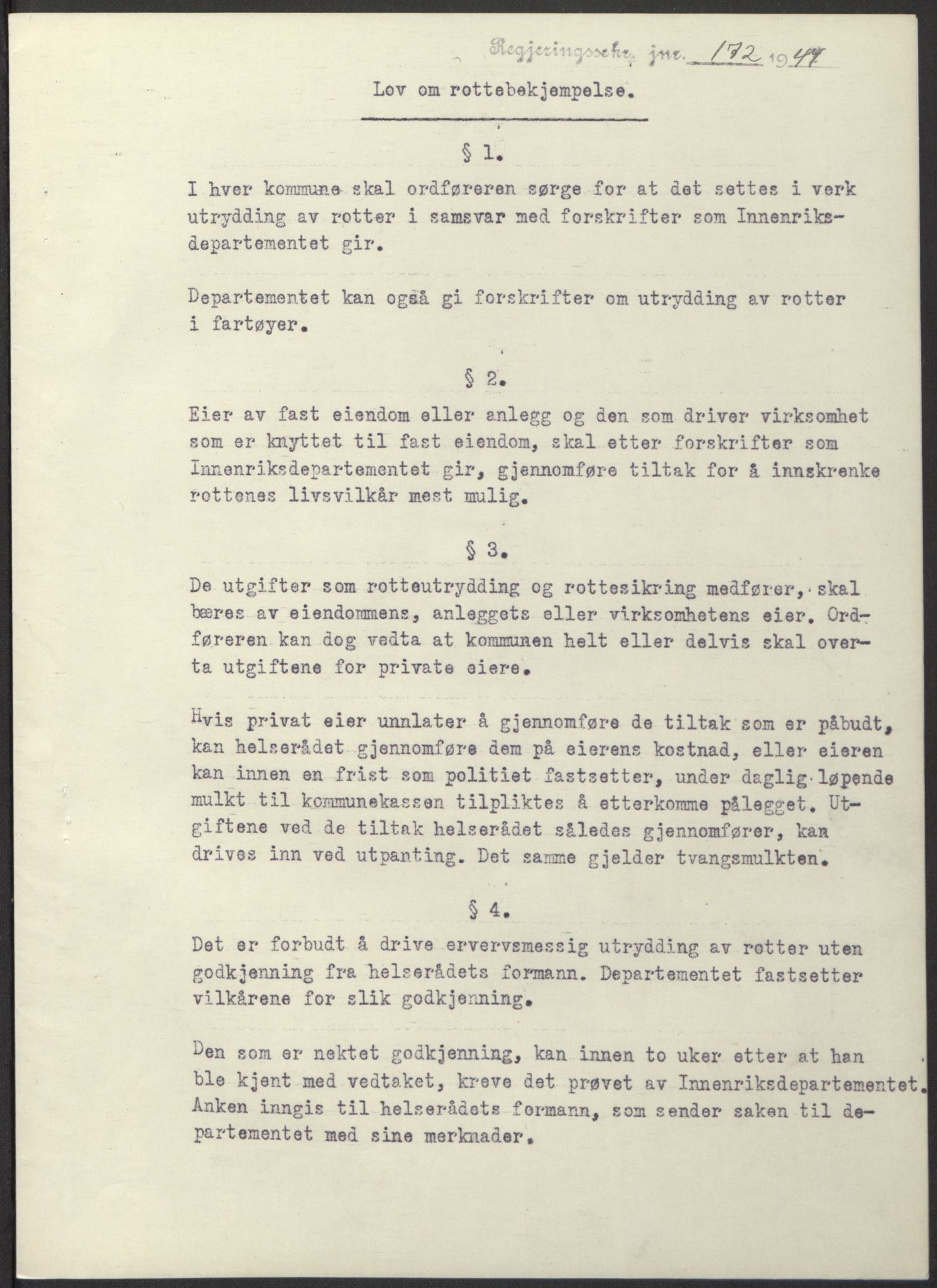 NS-administrasjonen 1940-1945 (Statsrådsekretariatet, de kommisariske statsråder mm), AV/RA-S-4279/D/Db/L0100: Lover, 1944, p. 282