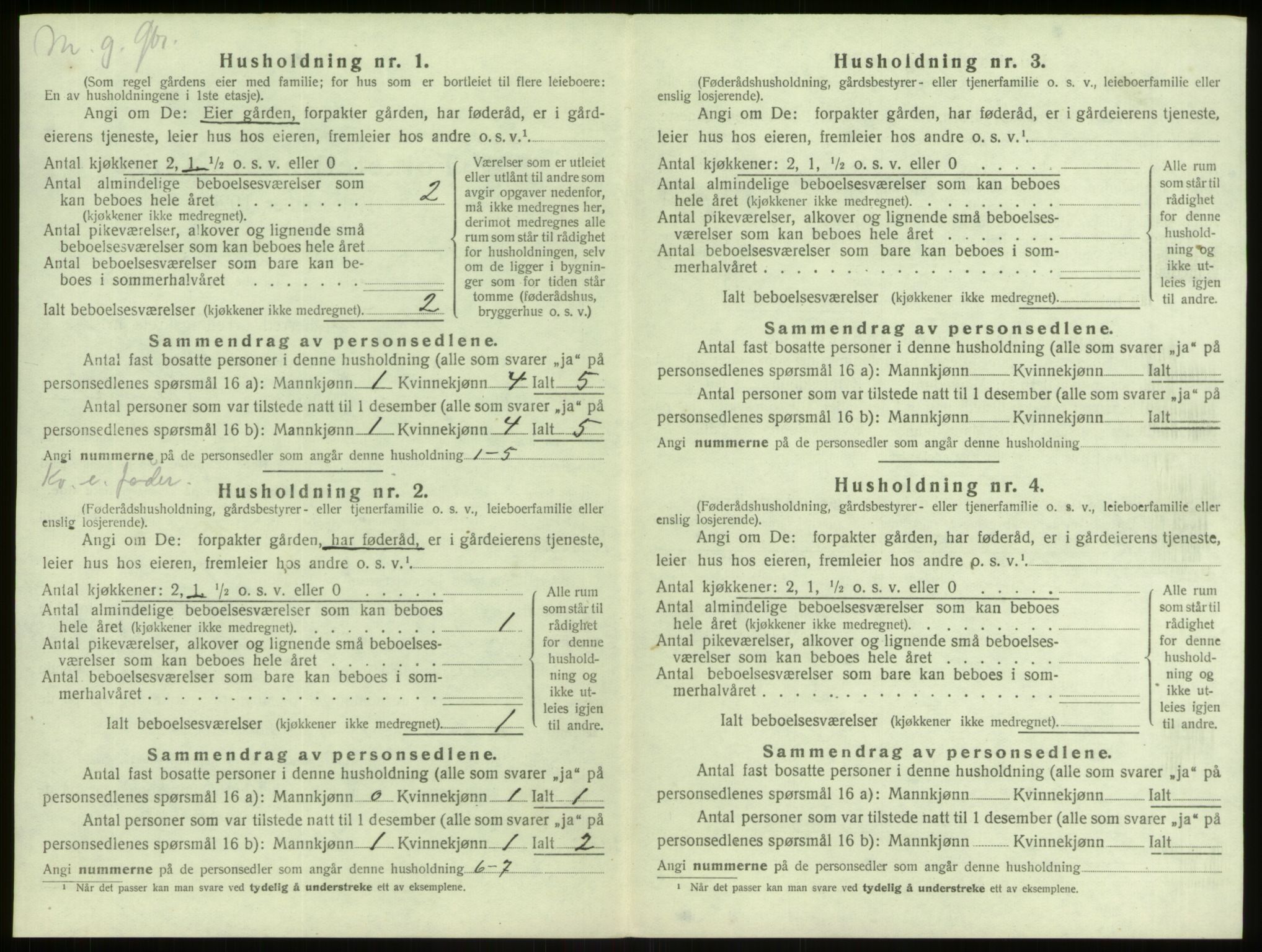 SAB, 1920 census for Alversund, 1920, p. 1019